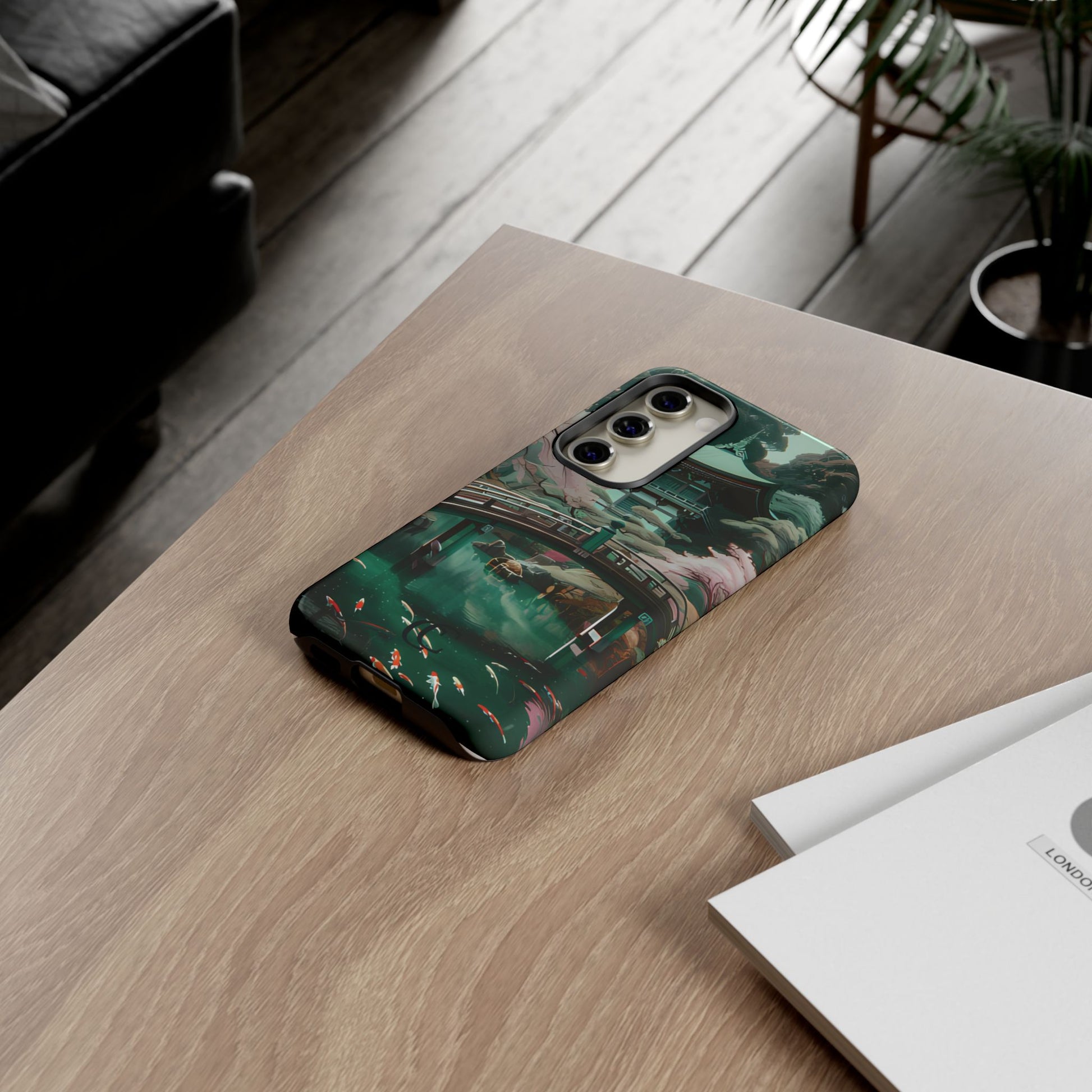 Nature-Inspired Phone Case, Aesthetic Phone Cover, Floral Case, Koi Pond Design, Gift for Nature Lovers