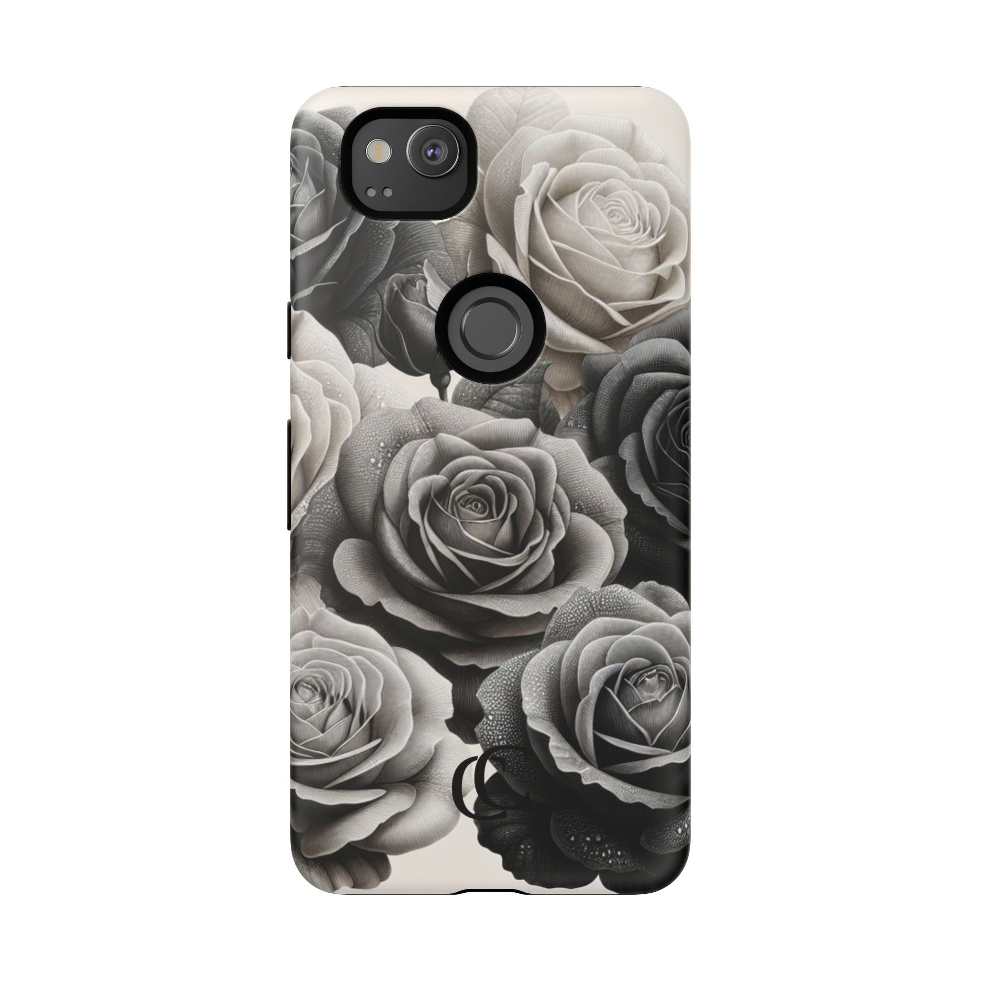 Elegant Floral Phone Case | Tough Cases with Black and White Roses | Stylish Gift for Her, Google Pixel Case, Vintage Design