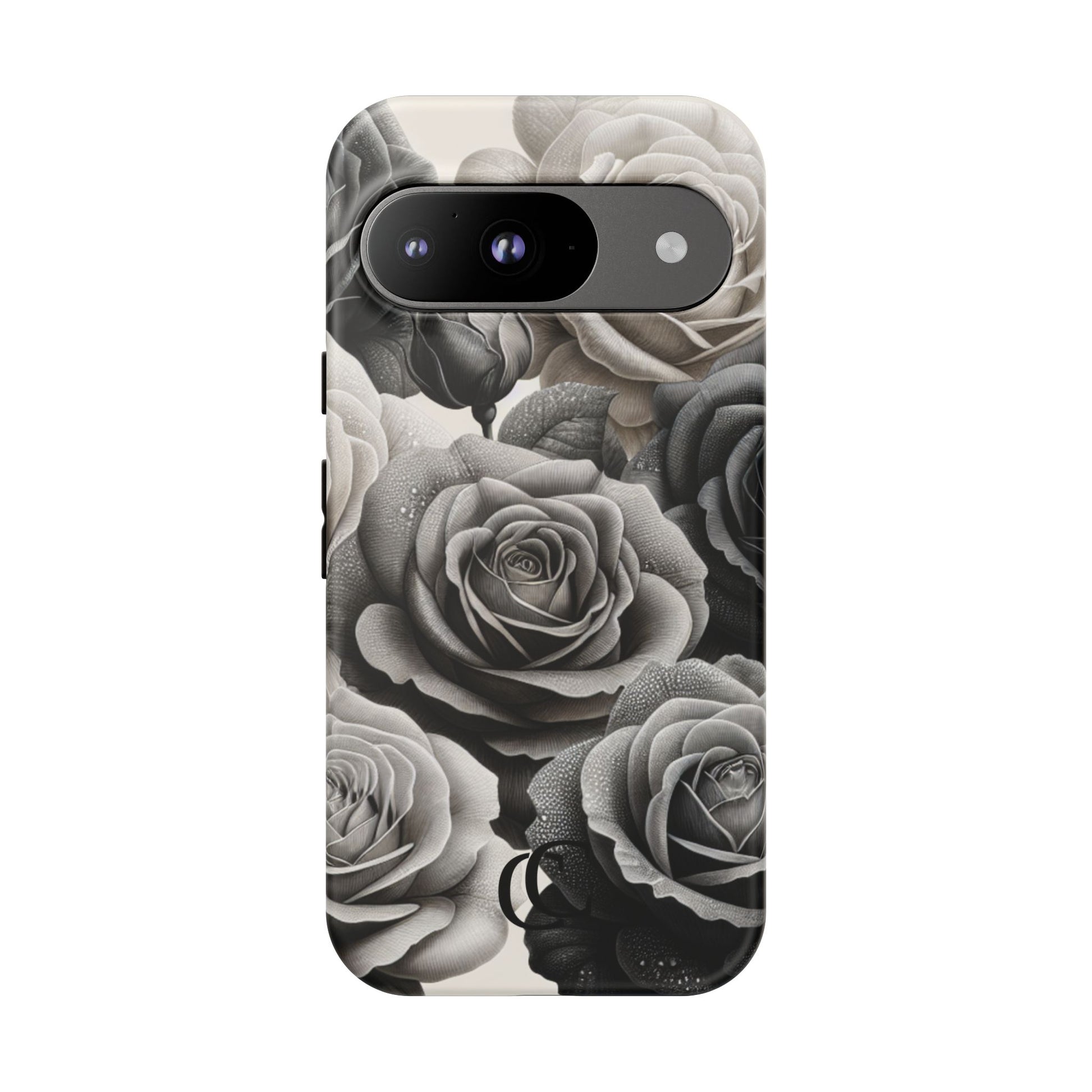 Elegant Floral Phone Case | Tough Cases with Black and White Roses | Stylish Gift for Her, Google Pixel Case, Vintage Design