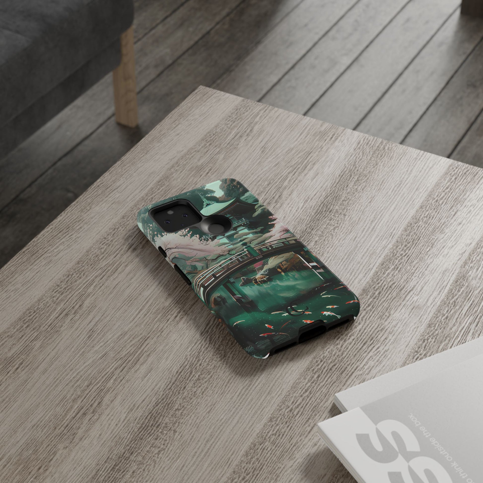 Nature-Inspired Phone Case, Aesthetic Phone Cover, Floral Case, Koi Pond Design, Gift for Nature Lovers