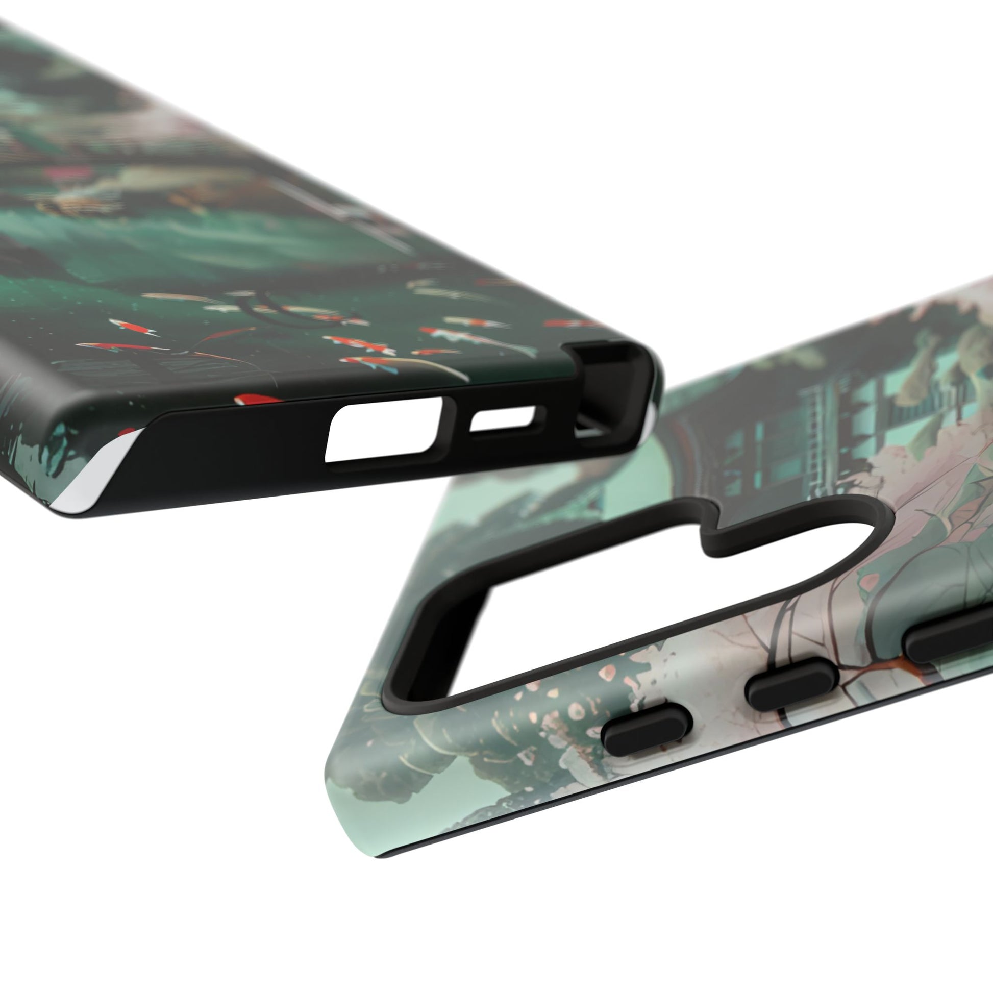 Nature-Inspired Phone Case, Aesthetic Phone Cover, Floral Case, Koi Pond Design, Gift for Nature Lovers