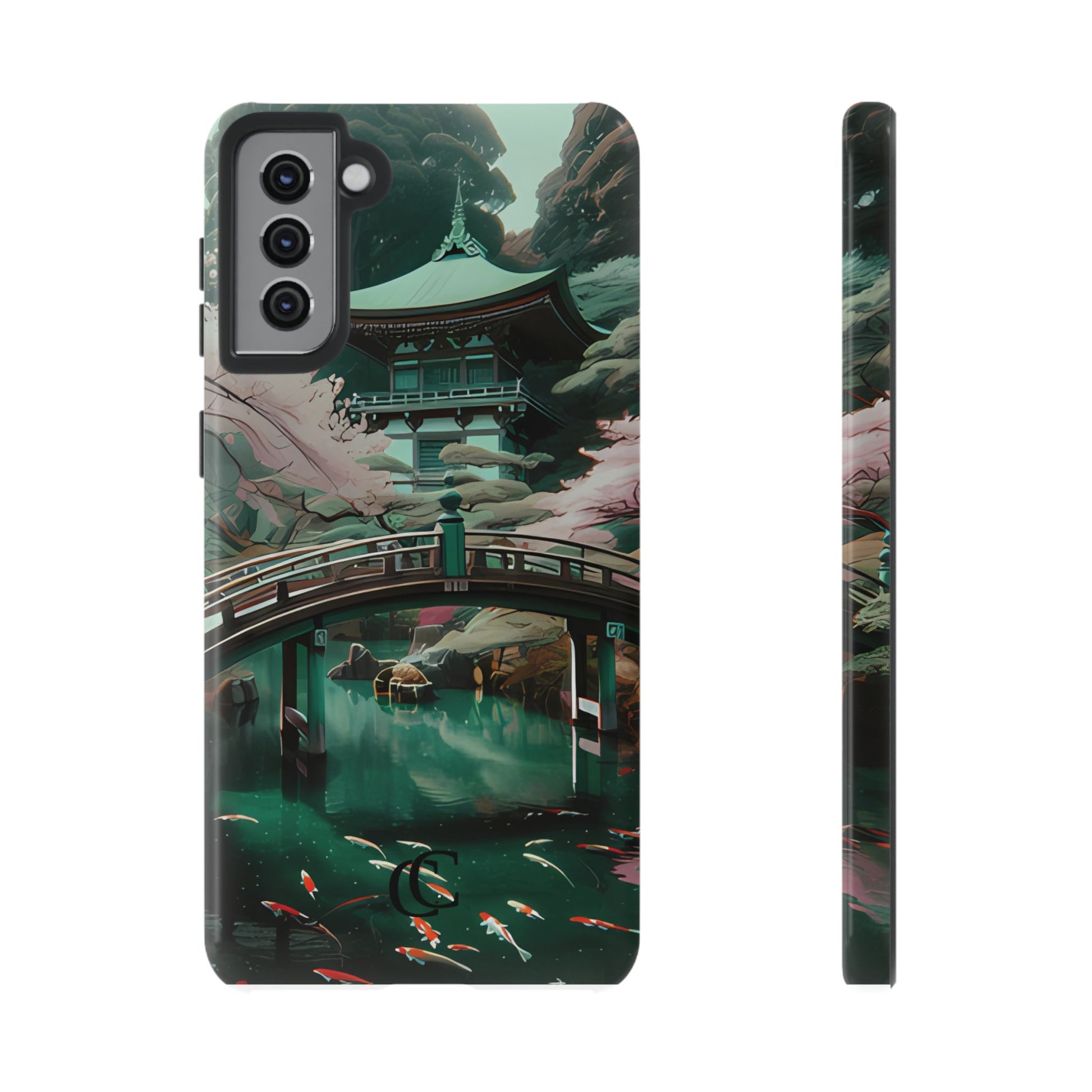 Nature-Inspired Phone Case, Aesthetic Phone Cover, Floral Case, Koi Pond Design, Gift for Nature Lovers