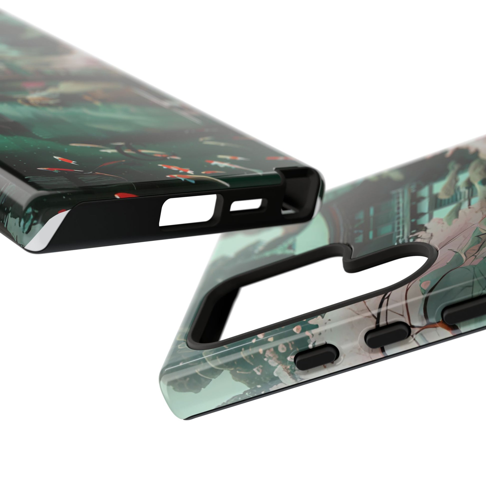Nature-Inspired Phone Case, Aesthetic Phone Cover, Floral Case, Koi Pond Design, Gift for Nature Lovers