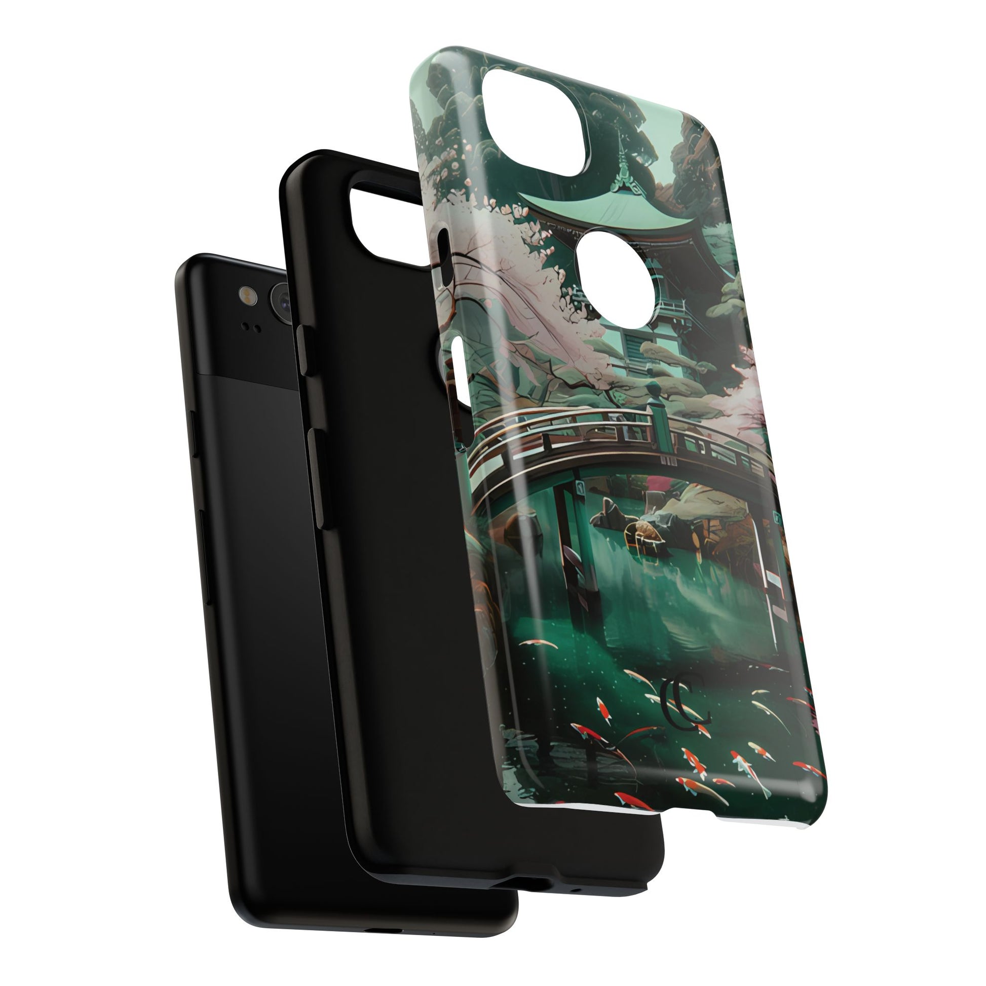 Nature-Inspired Phone Case, Aesthetic Phone Cover, Floral Case, Koi Pond Design, Gift for Nature Lovers