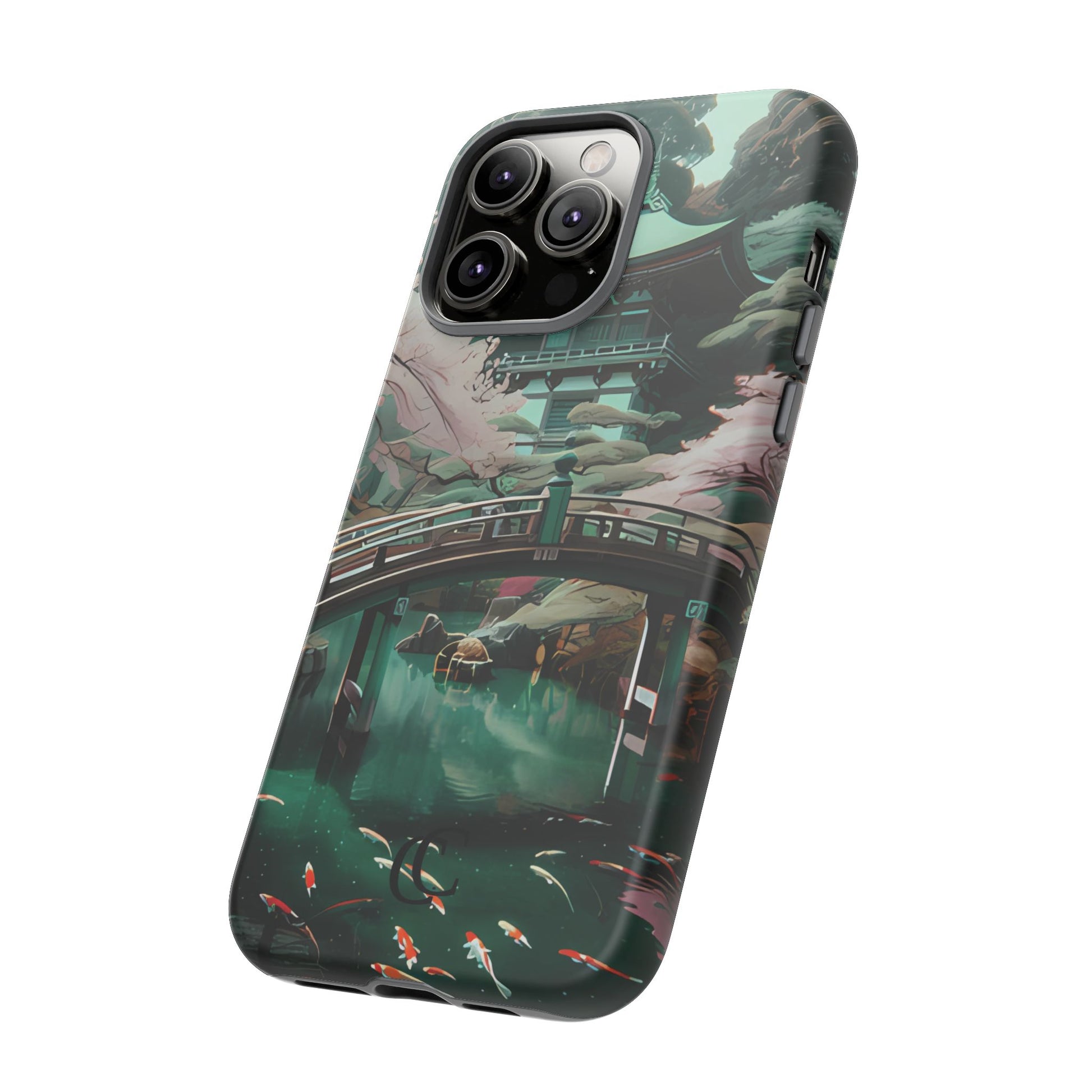 Nature-Inspired Phone Case, Aesthetic Phone Cover, Floral Case, Koi Pond Design, Gift for Nature Lovers
