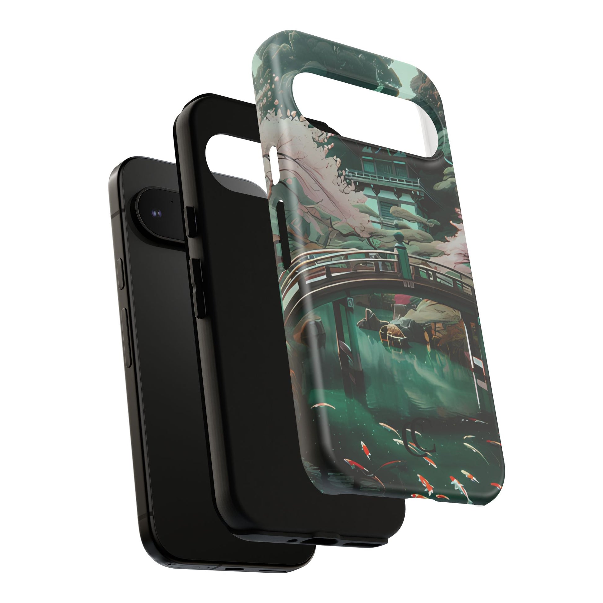 Nature-Inspired Phone Case, Aesthetic Phone Cover, Floral Case, Koi Pond Design, Gift for Nature Lovers
