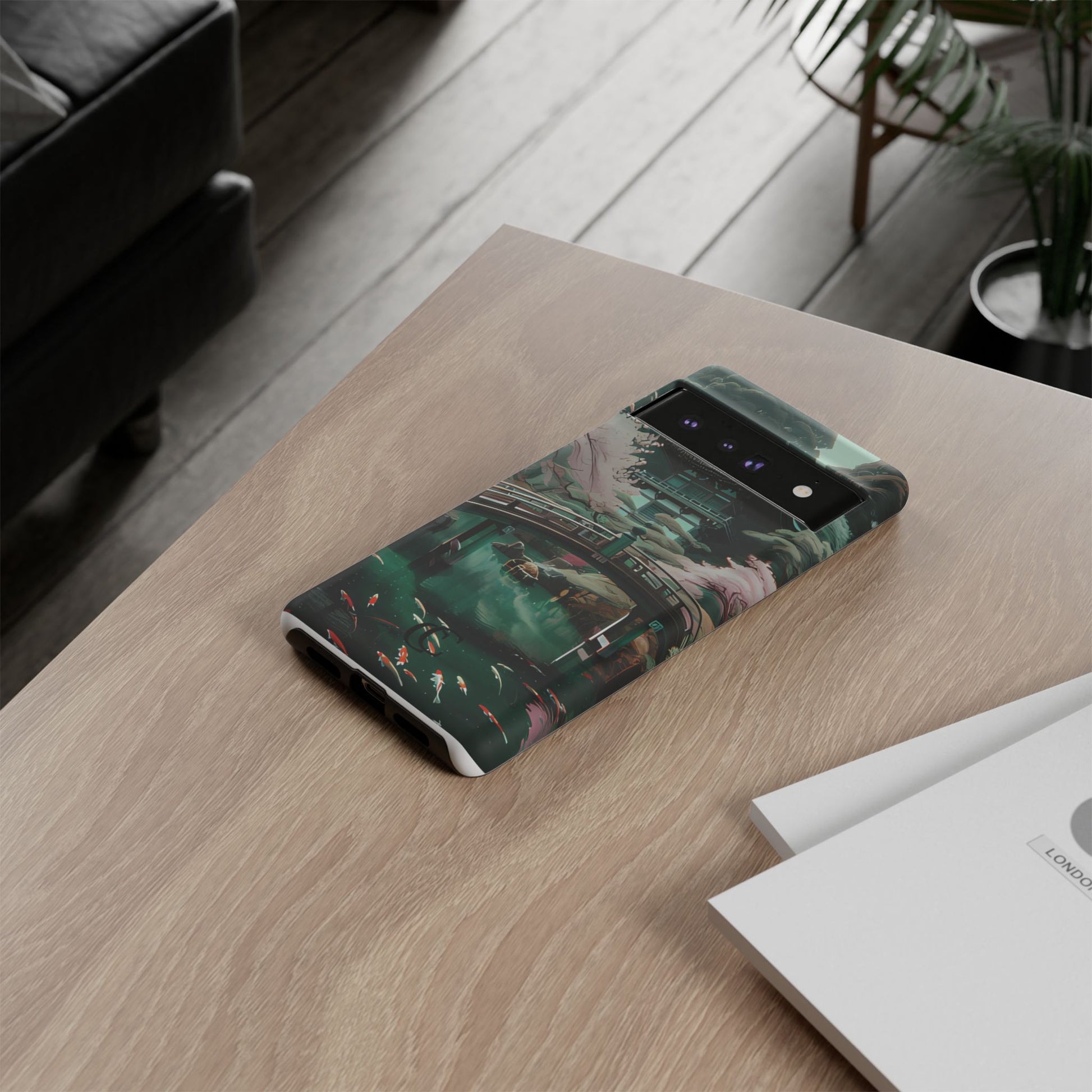 Nature-Inspired Phone Case, Aesthetic Phone Cover, Floral Case, Koi Pond Design, Gift for Nature Lovers