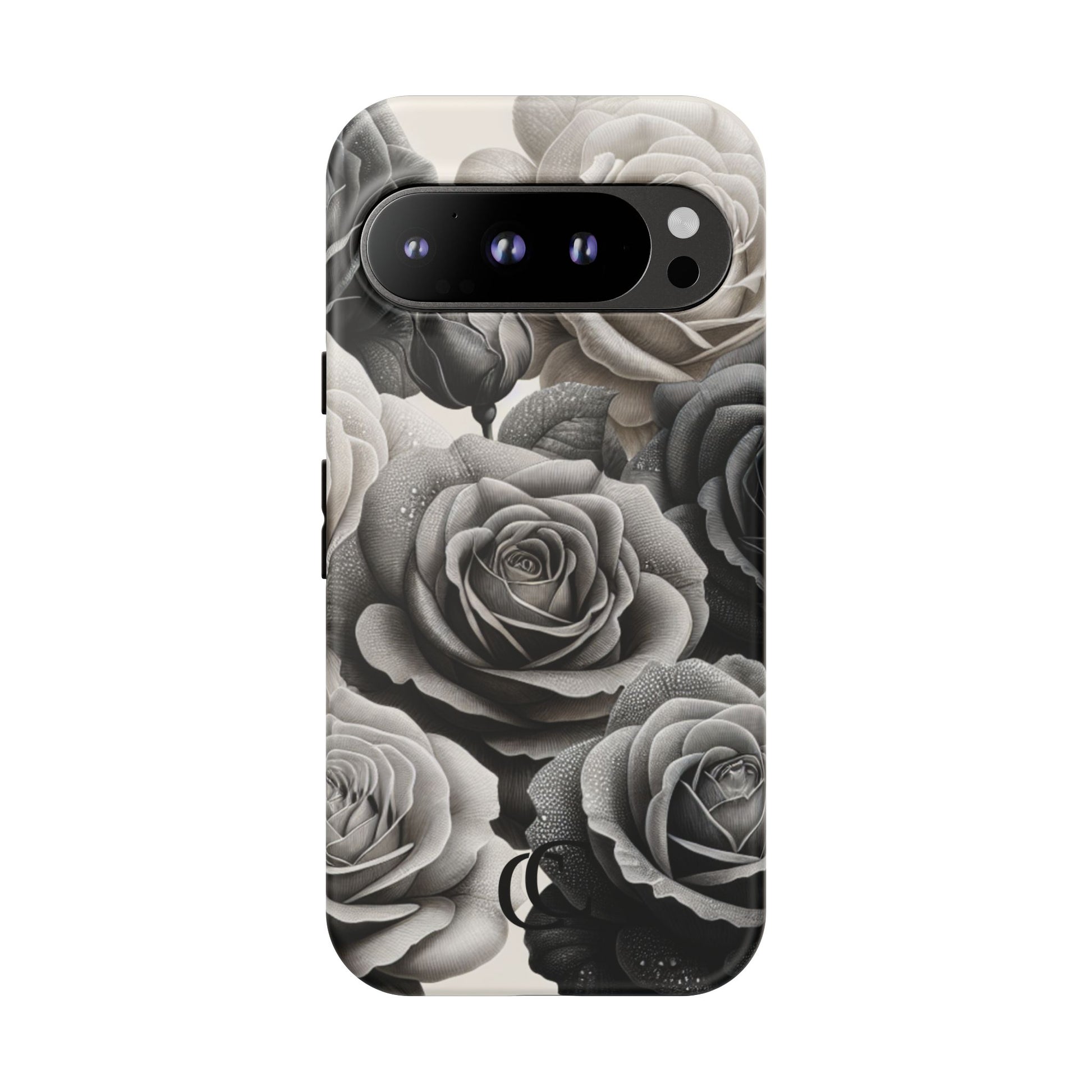 Elegant Floral Phone Case | Tough Cases with Black and White Roses | Stylish Gift for Her, Google Pixel Case, Vintage Design