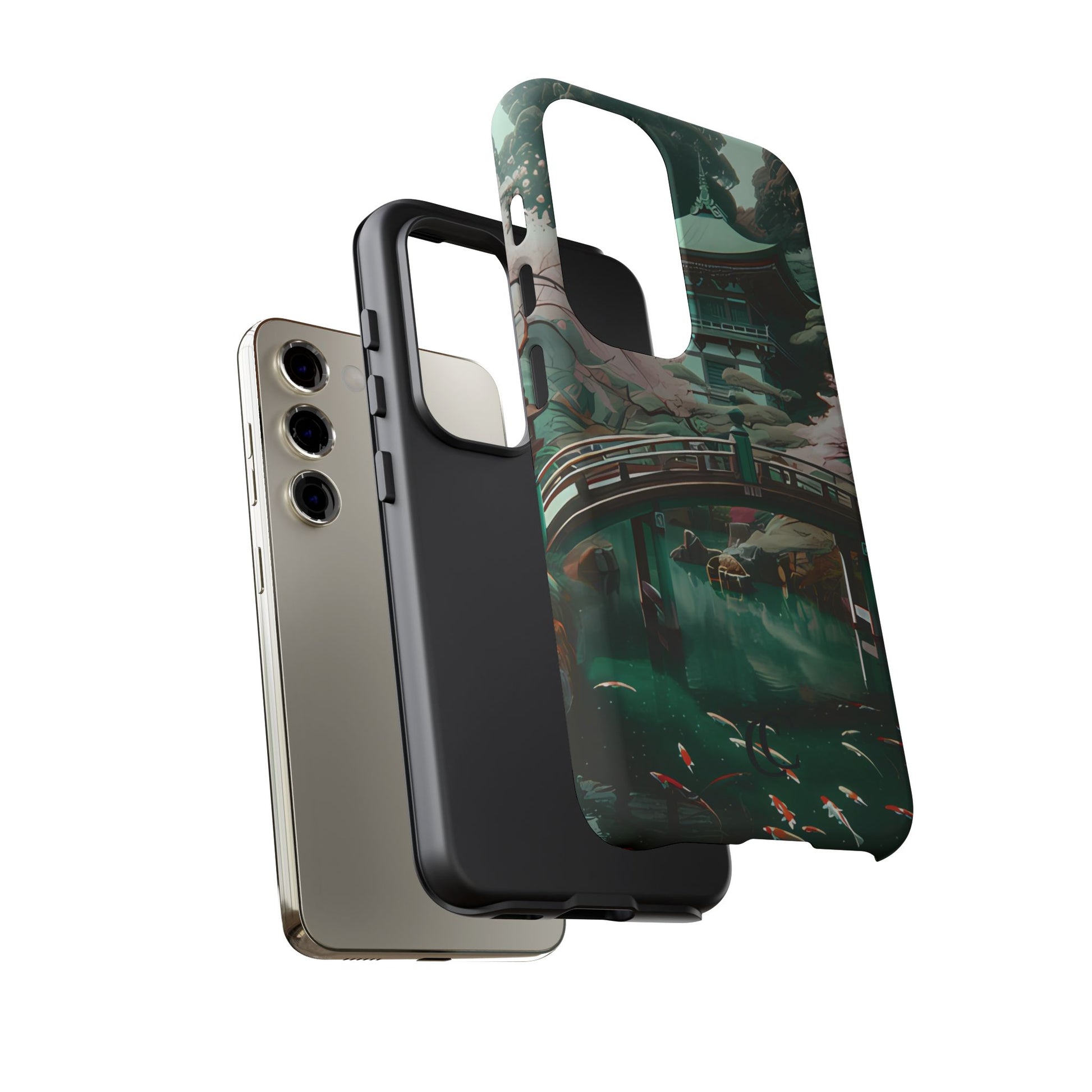Nature-Inspired Phone Case, Aesthetic Phone Cover, Floral Case, Koi Pond Design, Gift for Nature Lovers