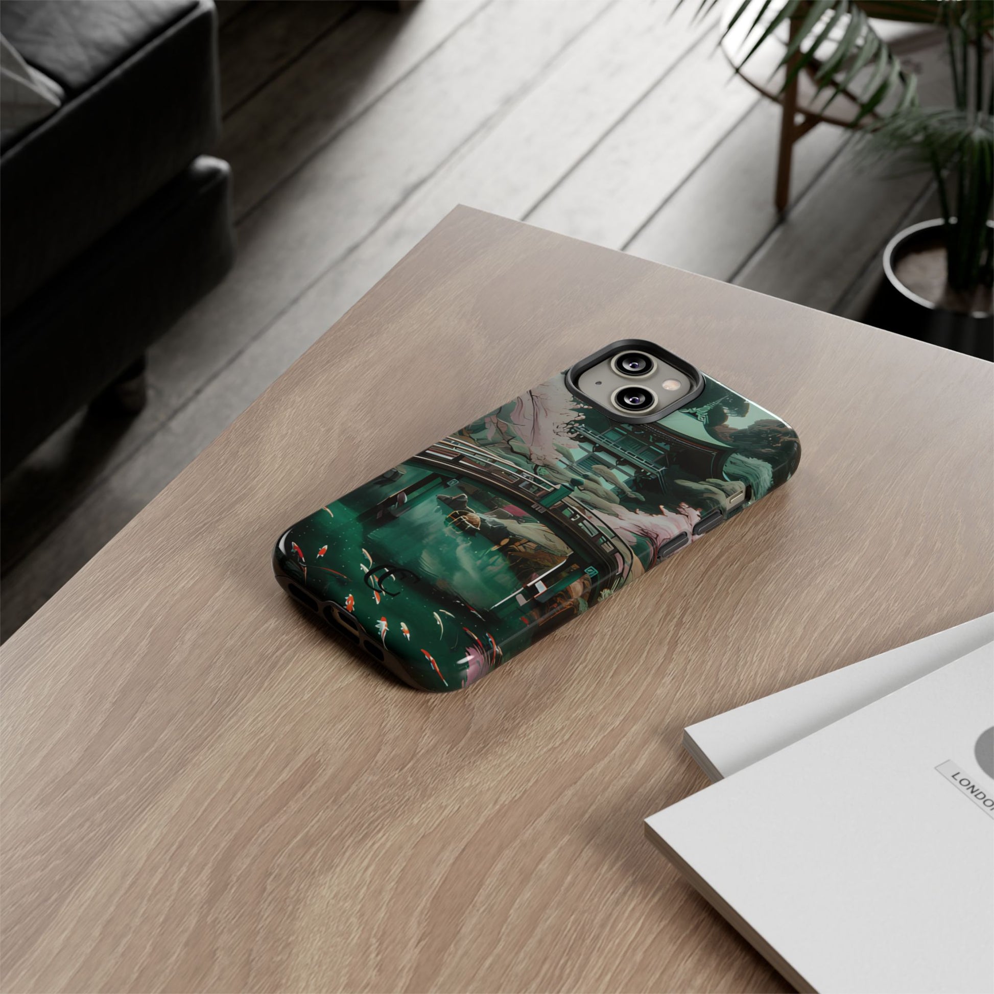 Nature-Inspired Phone Case, Aesthetic Phone Cover, Floral Case, Koi Pond Design, Gift for Nature Lovers