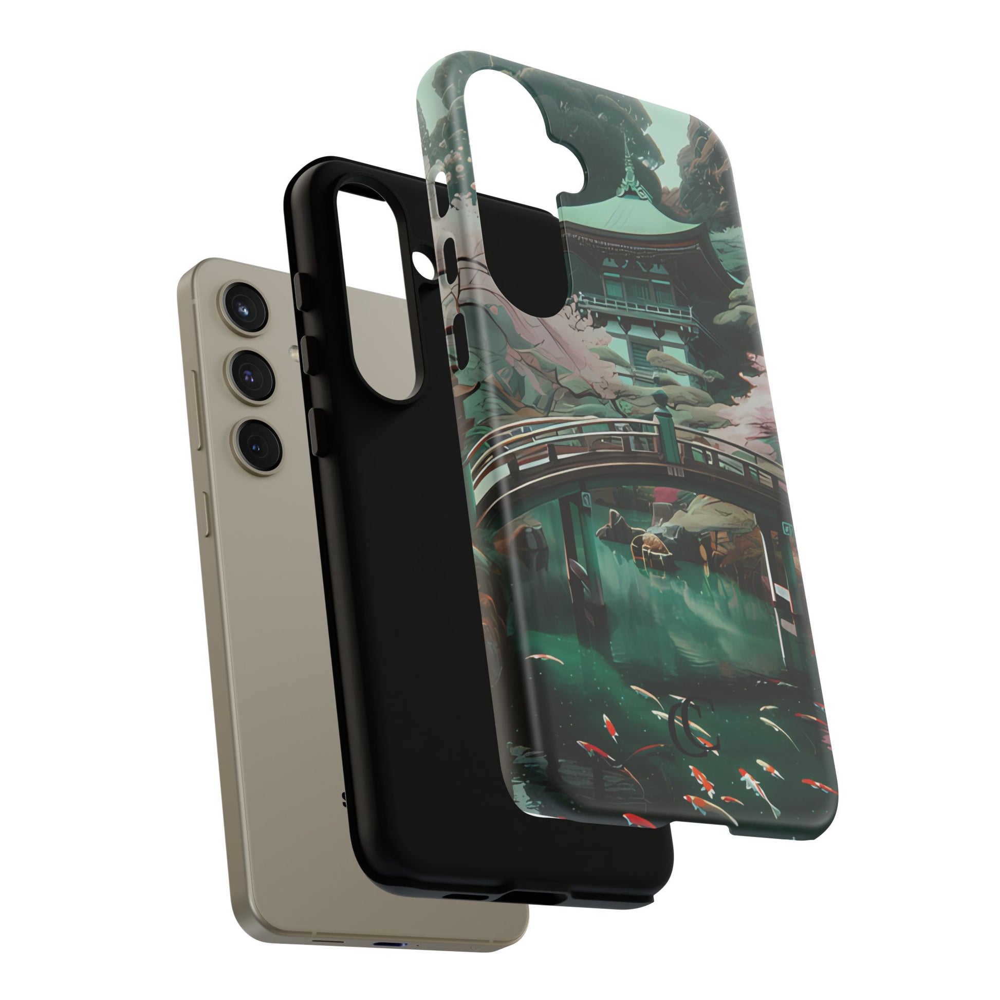 Nature-Inspired Phone Case, Aesthetic Phone Cover, Floral Case, Koi Pond Design, Gift for Nature Lovers