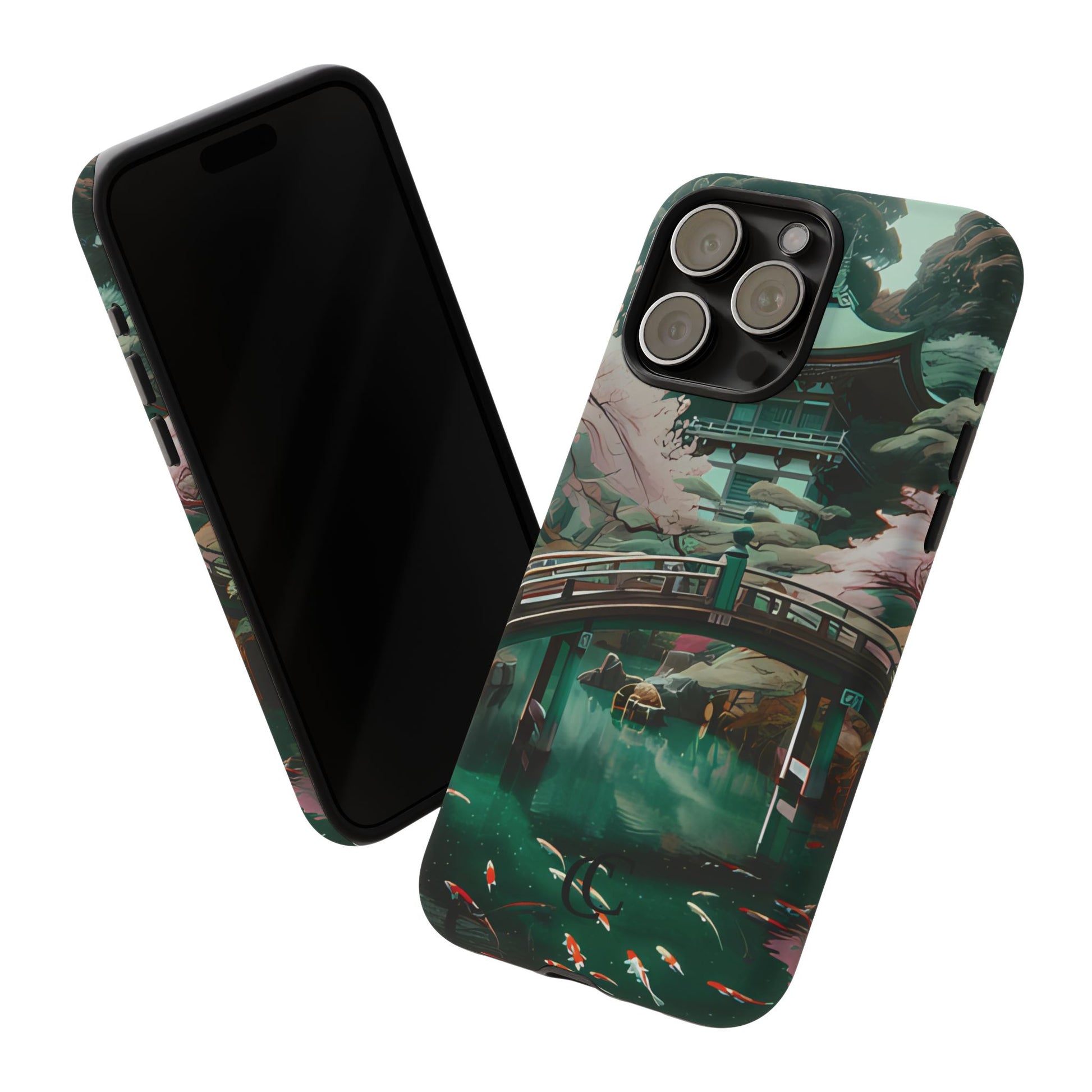 Nature-Inspired Phone Case, Aesthetic Phone Cover, Floral Case, Koi Pond Design, Gift for Nature Lovers