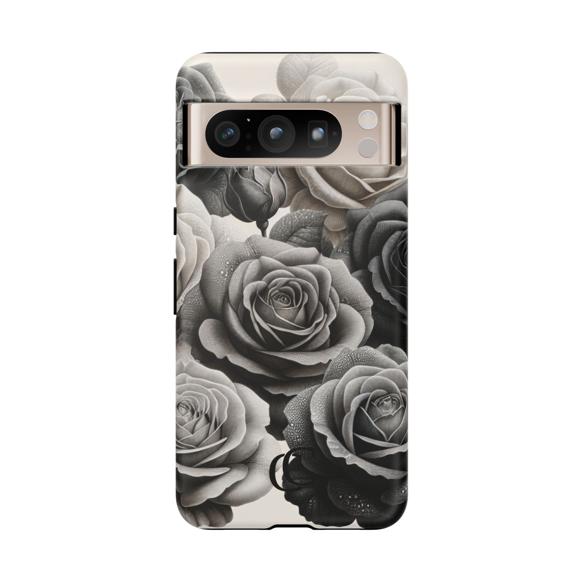 Elegant Floral Phone Case | Tough Cases with Black and White Roses | Stylish Gift for Her, Google Pixel Case, Vintage Design