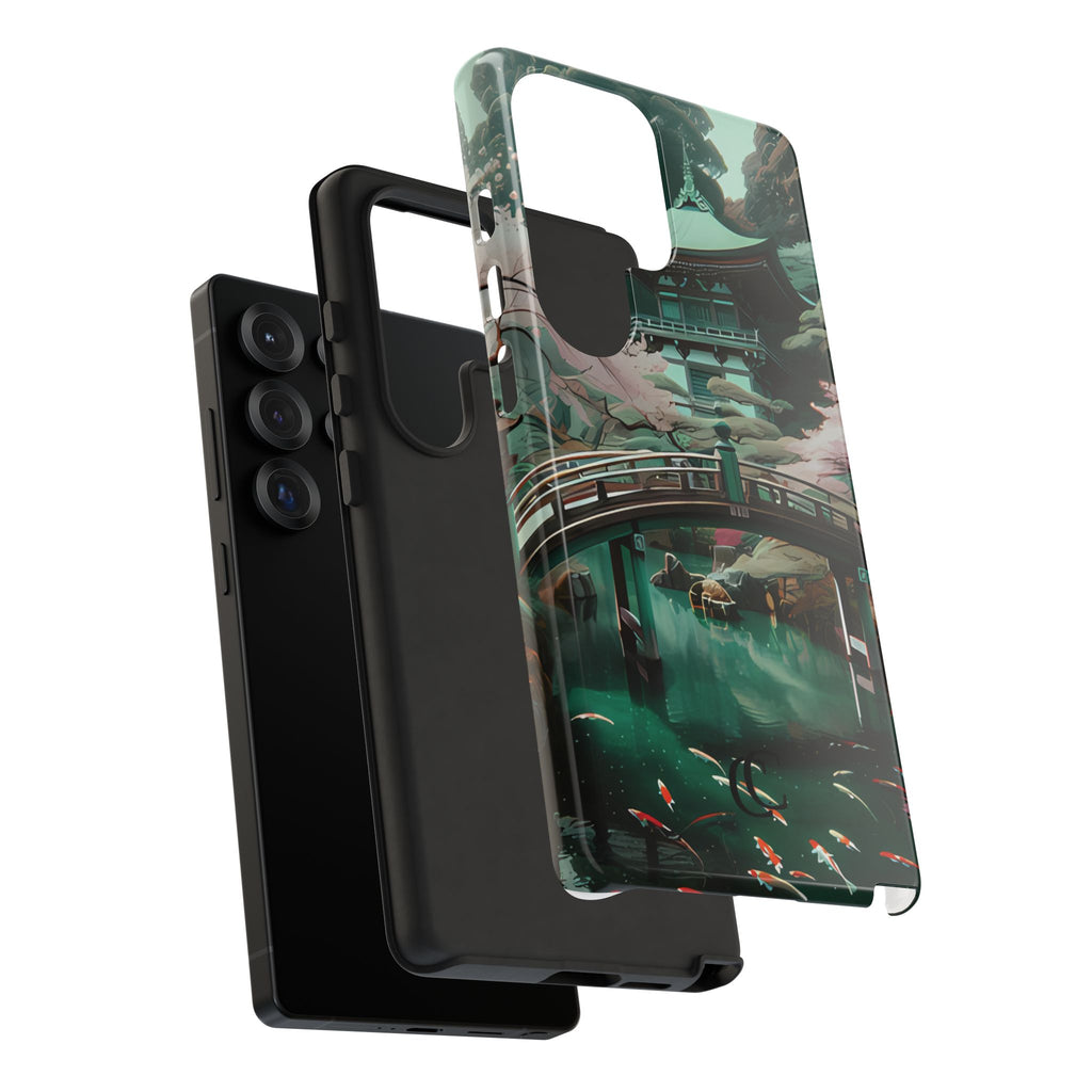 Nature-Inspired Phone Case, Aesthetic Phone Cover, Floral Case, Koi Pond Design, Gift for Nature Lovers