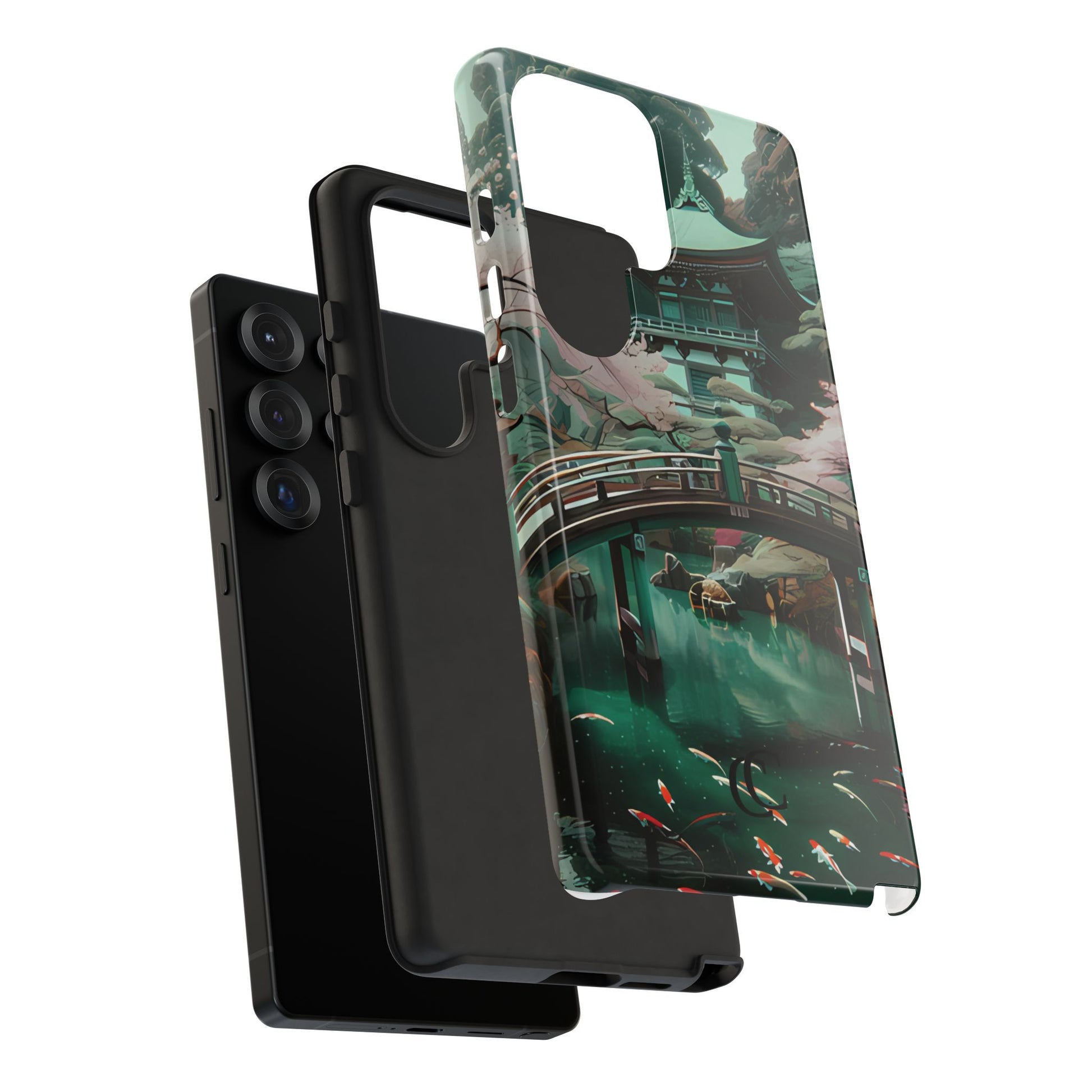 Nature-Inspired Phone Case, Aesthetic Phone Cover, Floral Case, Koi Pond Design, Gift for Nature Lovers