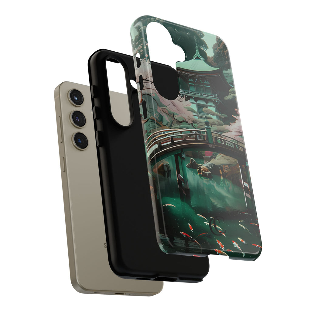Nature-Inspired Phone Case, Aesthetic Phone Cover, Floral Case, Koi Pond Design, Gift for Nature Lovers