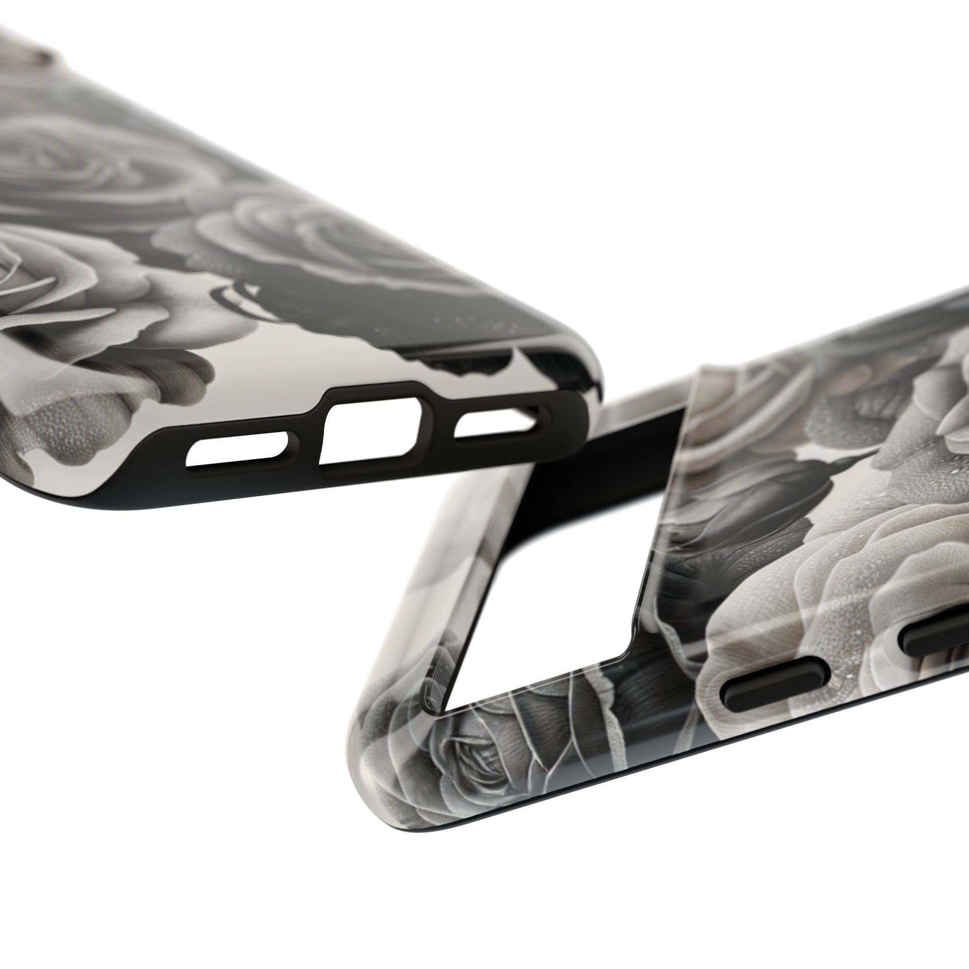 Elegant Floral Phone Case | Tough Cases with Black and White Roses | Stylish Gift for Her, Google Pixel Case, Vintage Design