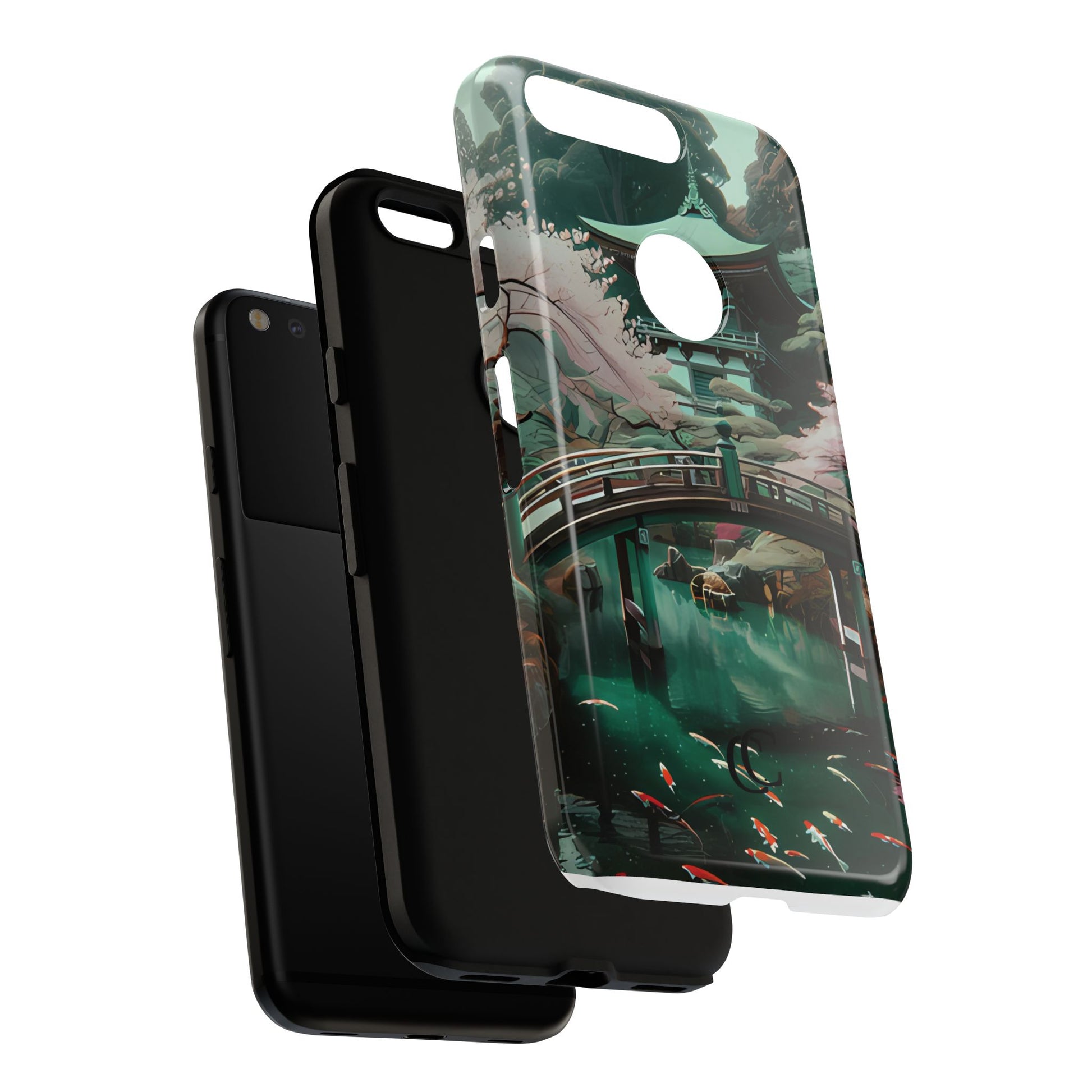 Nature-Inspired Phone Case, Aesthetic Phone Cover, Floral Case, Koi Pond Design, Gift for Nature Lovers
