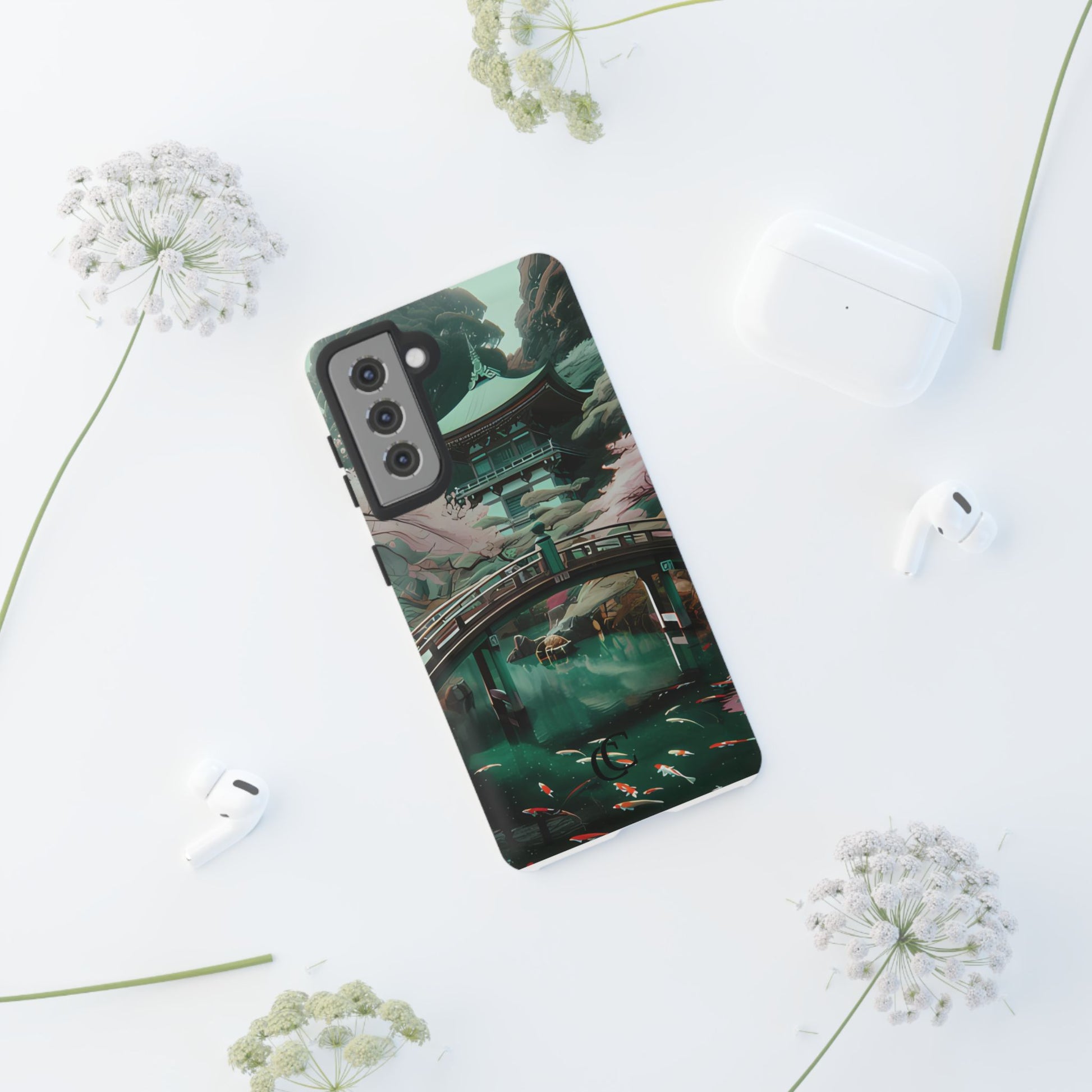 Nature-Inspired Phone Case, Aesthetic Phone Cover, Floral Case, Koi Pond Design, Gift for Nature Lovers