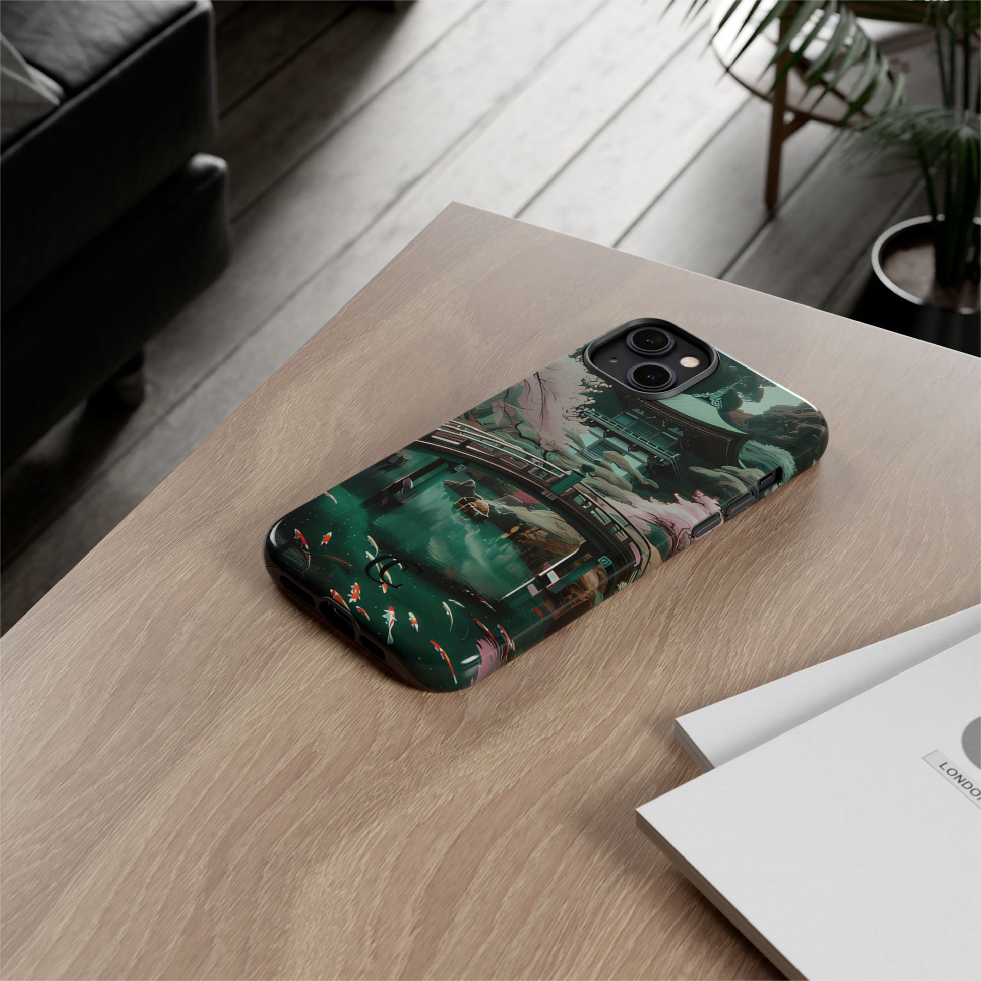 Nature-Inspired Phone Case, Aesthetic Phone Cover, Floral Case, Koi Pond Design, Gift for Nature Lovers