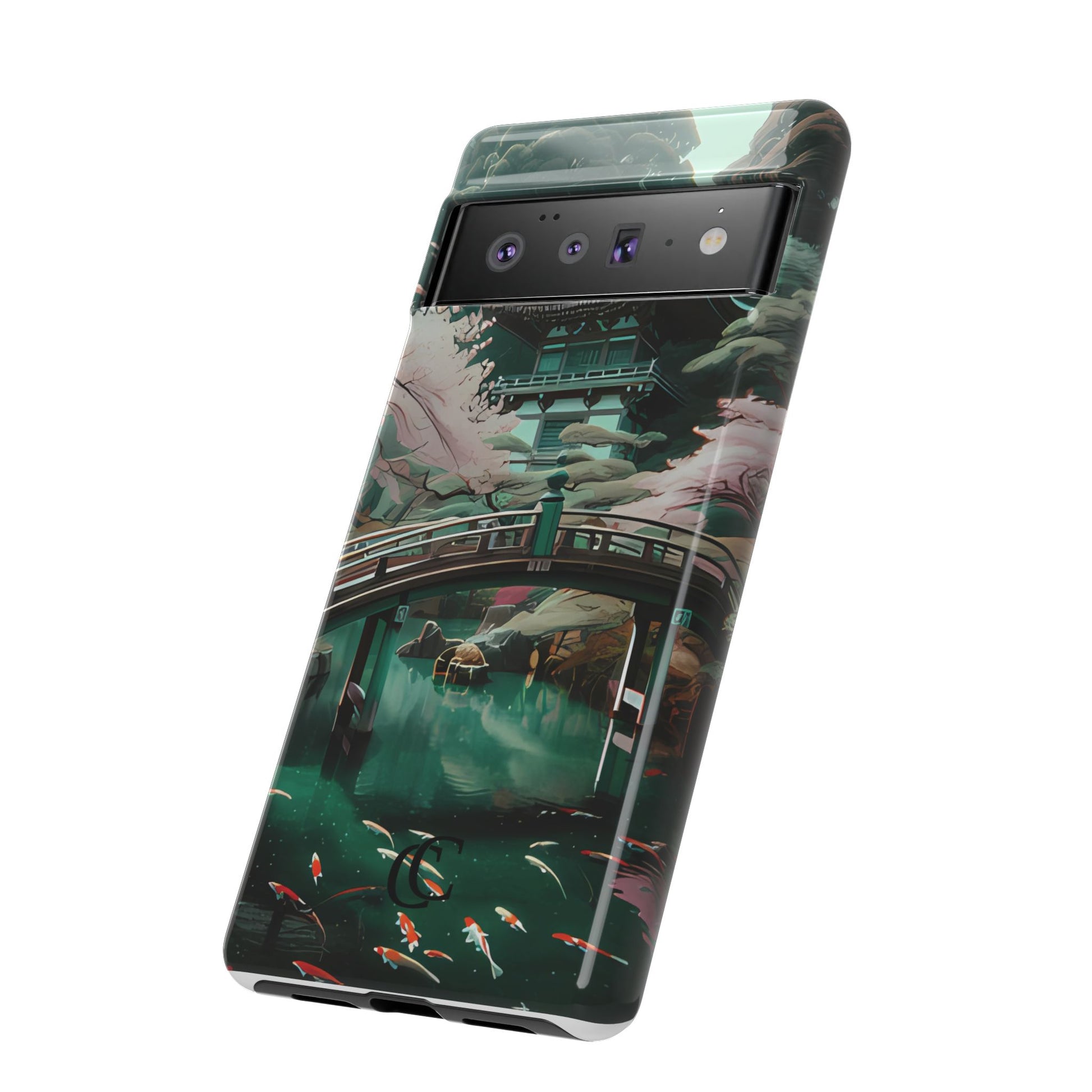 Nature-Inspired Phone Case, Aesthetic Phone Cover, Floral Case, Koi Pond Design, Gift for Nature Lovers