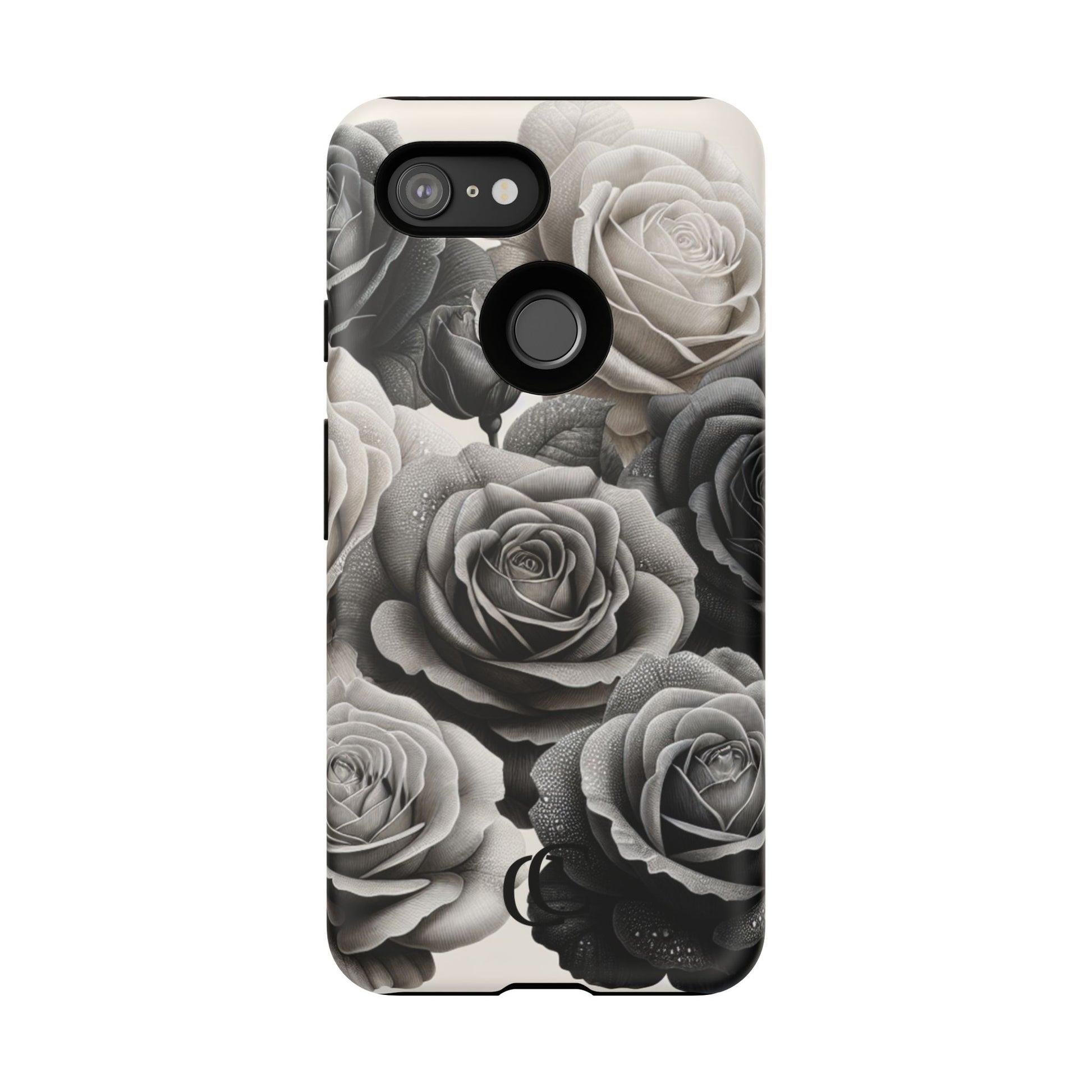 Elegant Floral Phone Case | Tough Cases with Black and White Roses | Stylish Gift for Her, Google Pixel Case, Vintage Design
