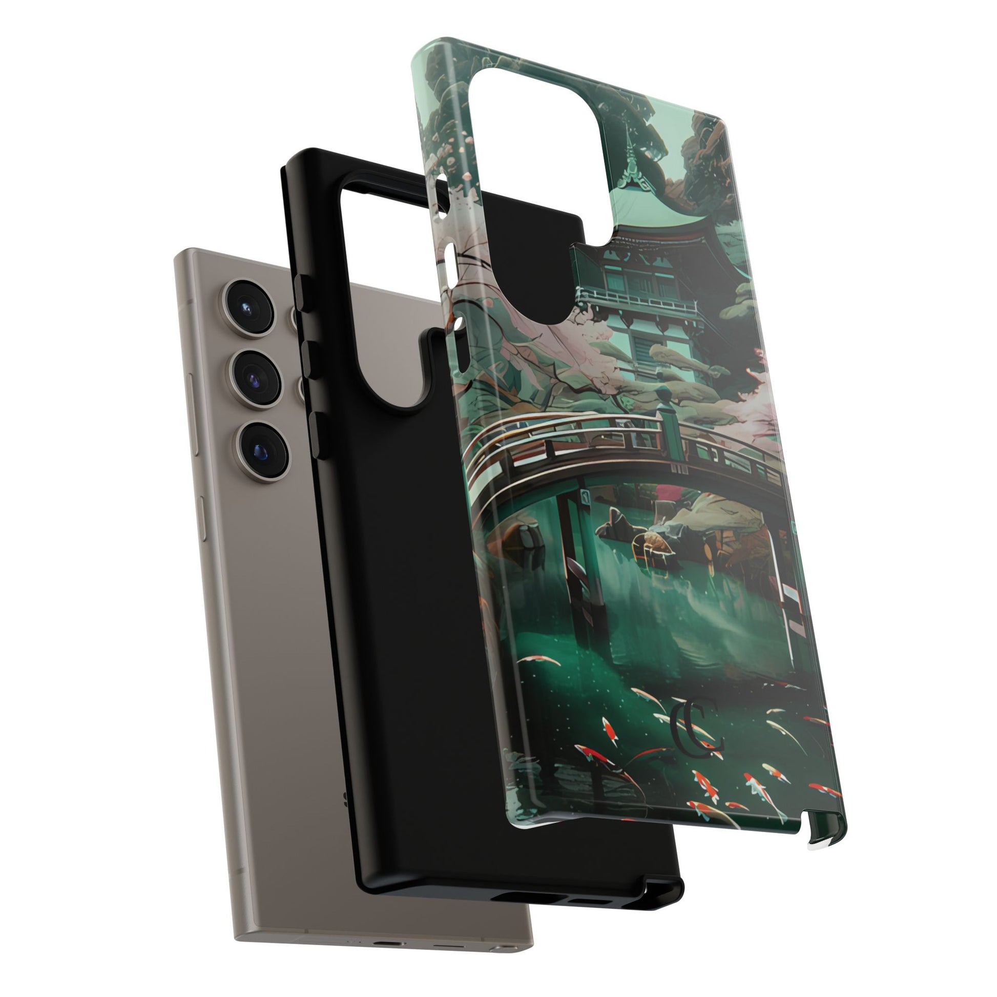 Nature-Inspired Phone Case, Aesthetic Phone Cover, Floral Case, Koi Pond Design, Gift for Nature Lovers