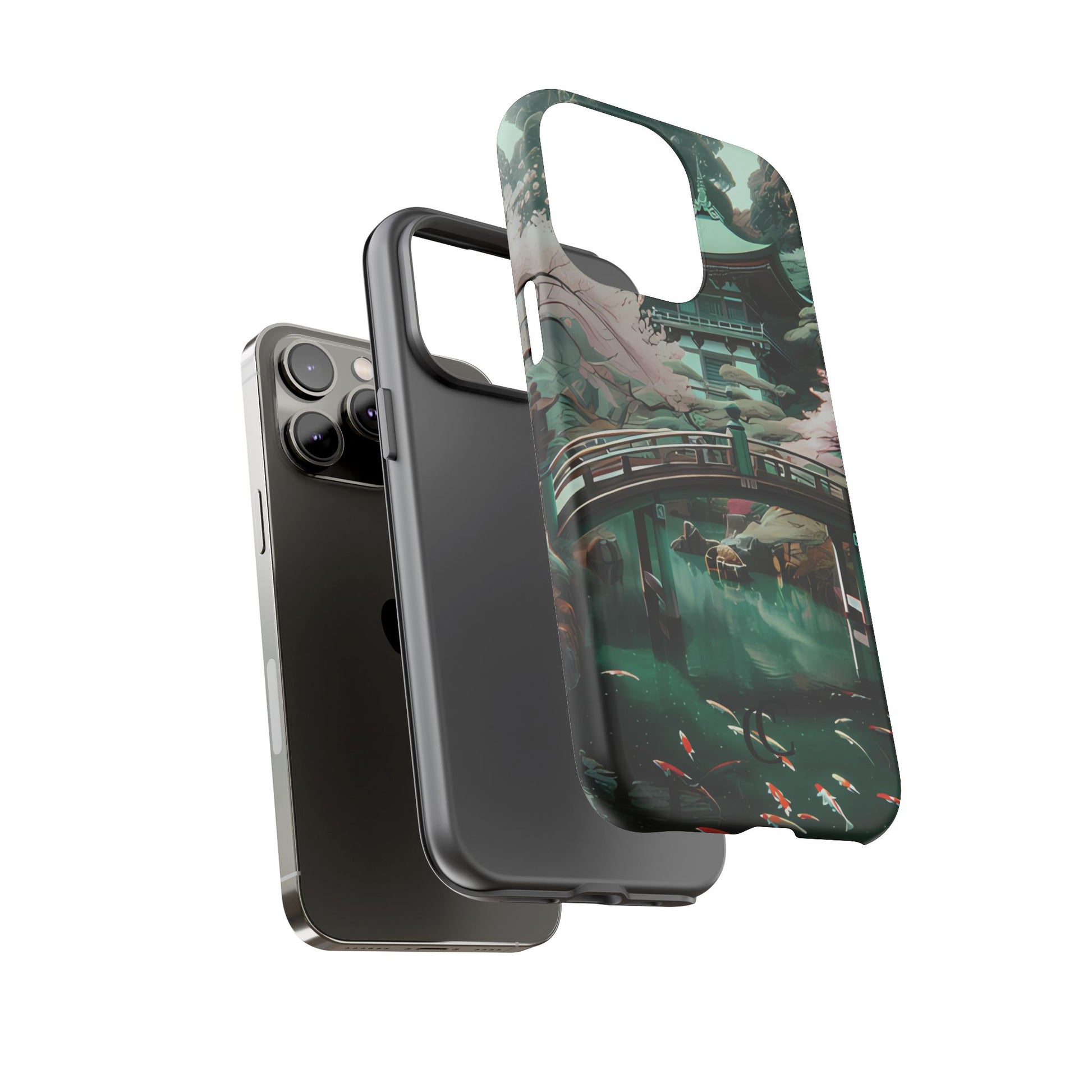 Nature-Inspired Phone Case, Aesthetic Phone Cover, Floral Case, Koi Pond Design, Gift for Nature Lovers