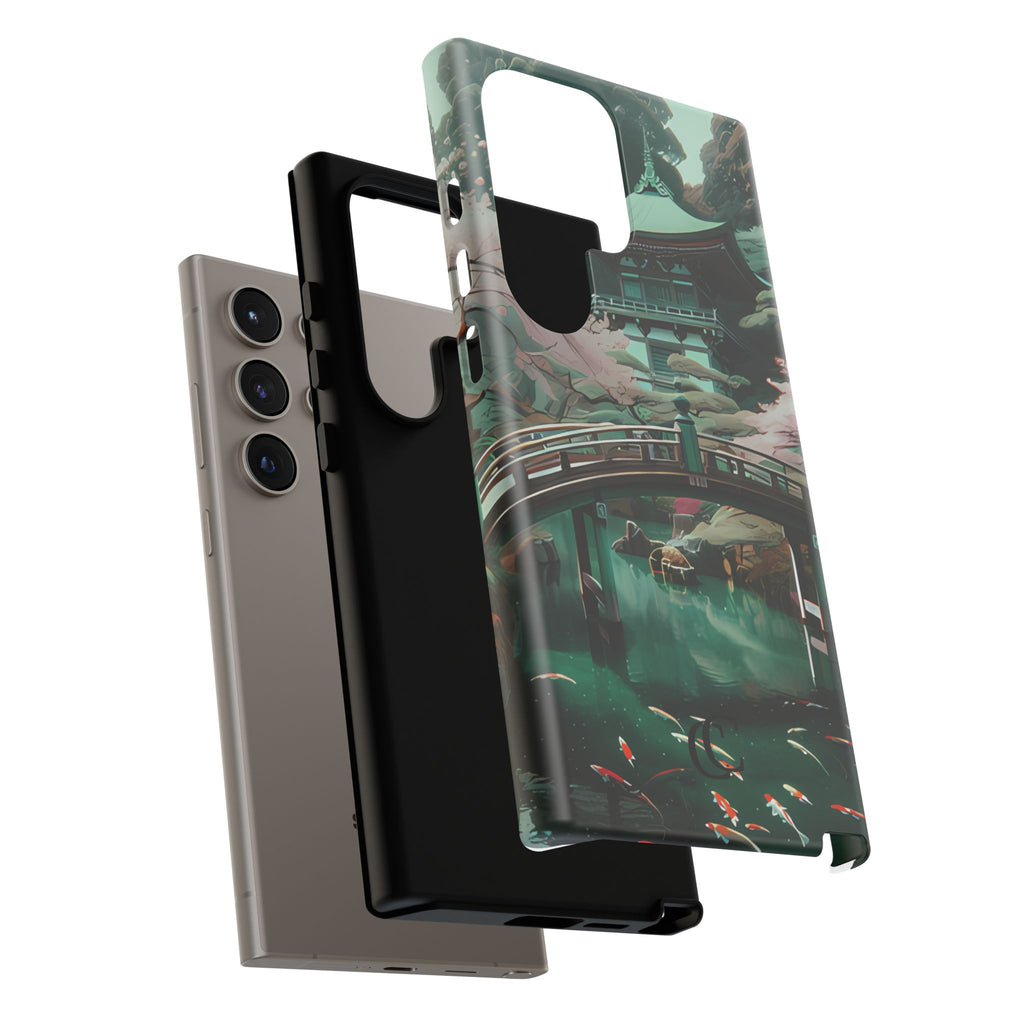 Nature-Inspired Phone Case, Aesthetic Phone Cover, Floral Case, Koi Pond Design, Gift for Nature Lovers