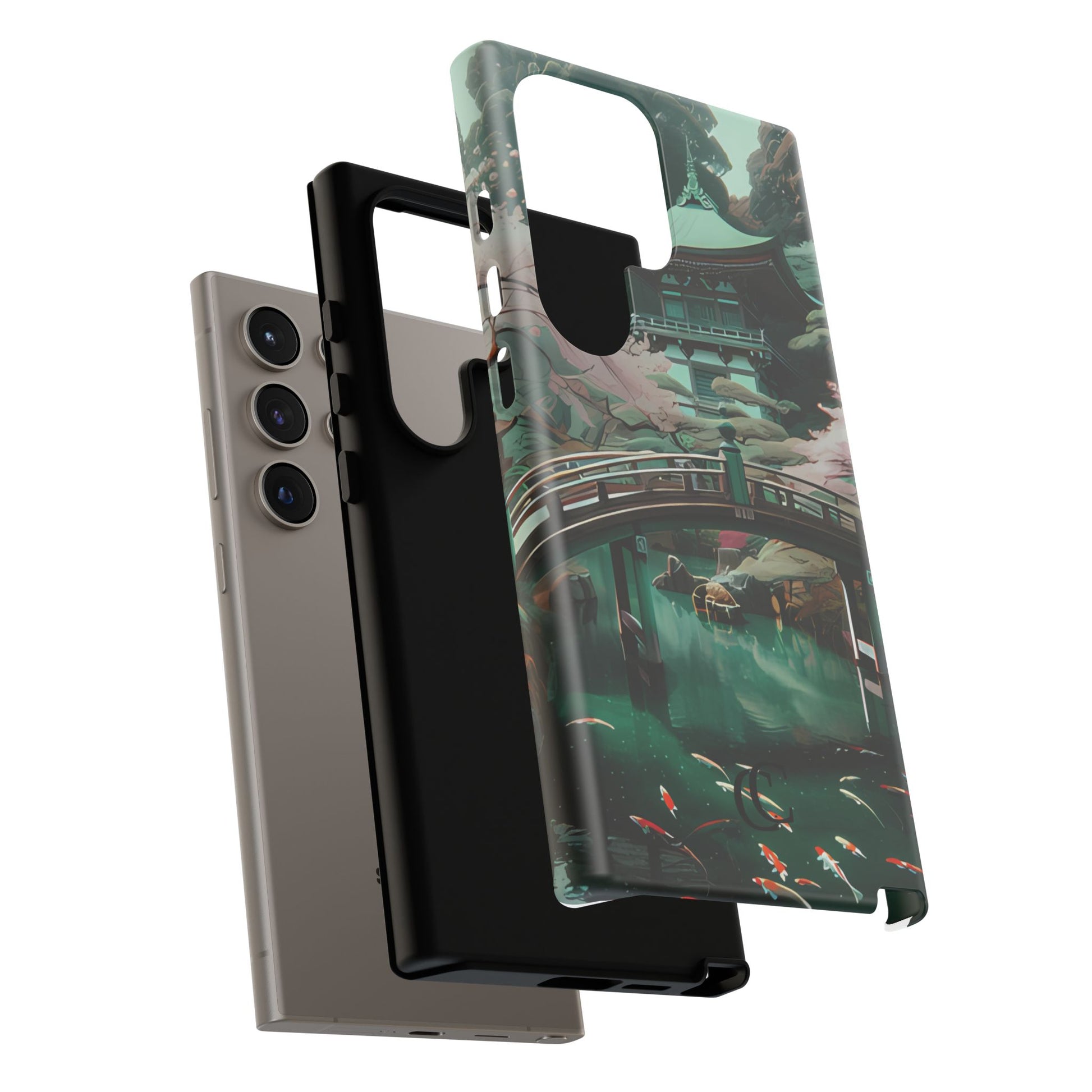 Nature-Inspired Phone Case, Aesthetic Phone Cover, Floral Case, Koi Pond Design, Gift for Nature Lovers