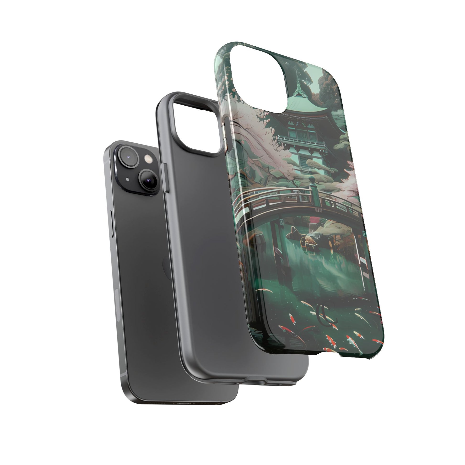 Nature-Inspired Phone Case, Aesthetic Phone Cover, Floral Case, Koi Pond Design, Gift for Nature Lovers
