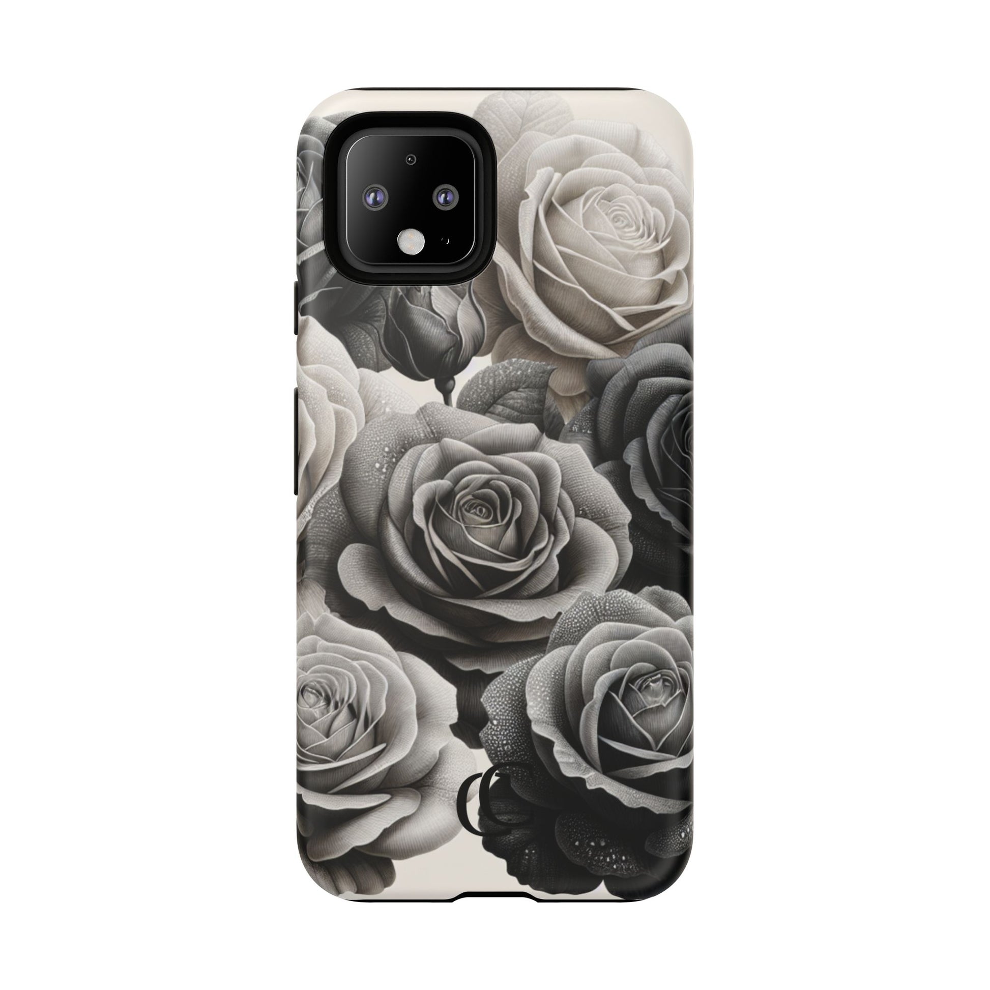 Elegant Floral Phone Case | Tough Cases with Black and White Roses | Stylish Gift for Her, Google Pixel Case, Vintage Design