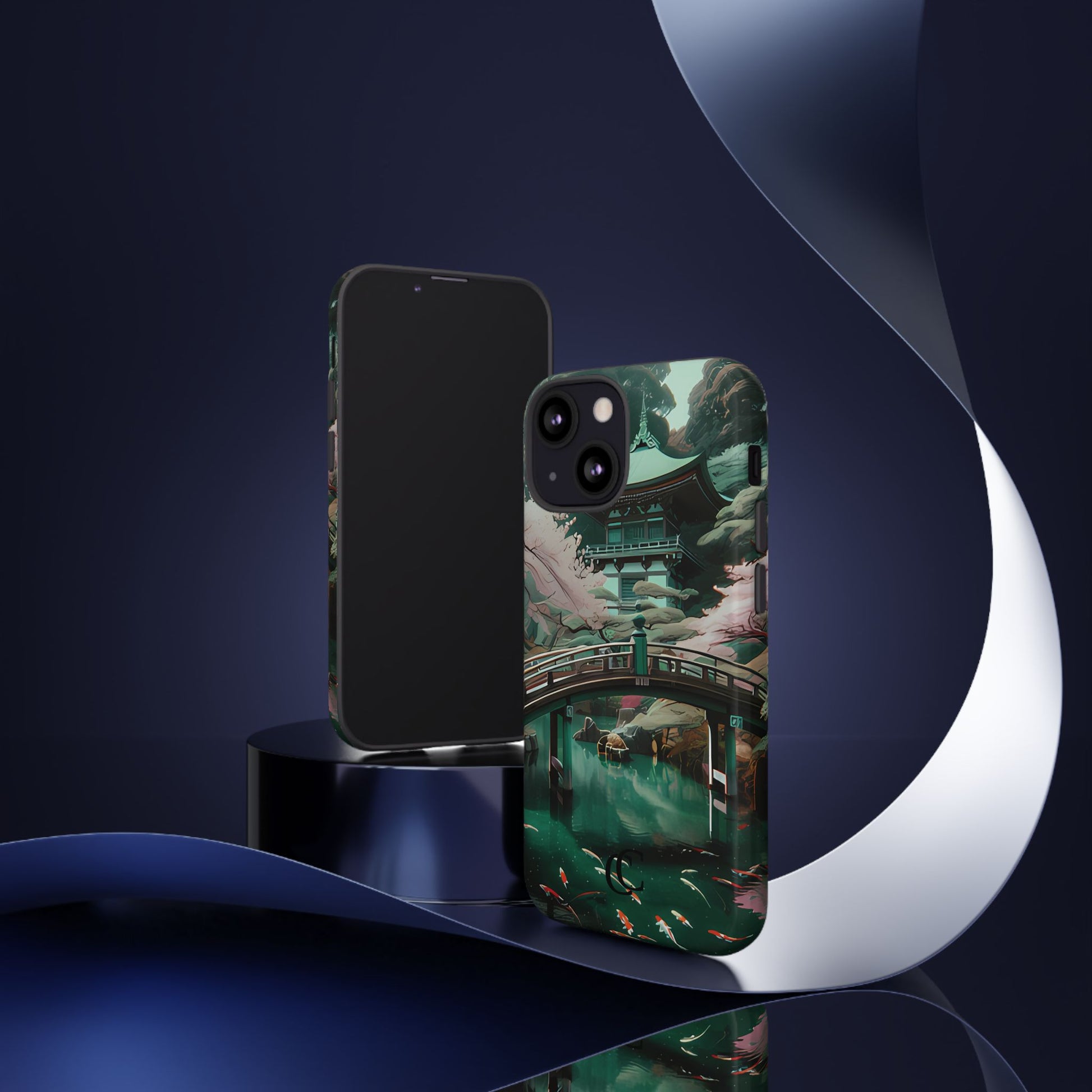 Nature-Inspired Phone Case, Aesthetic Phone Cover, Floral Case, Koi Pond Design, Gift for Nature Lovers