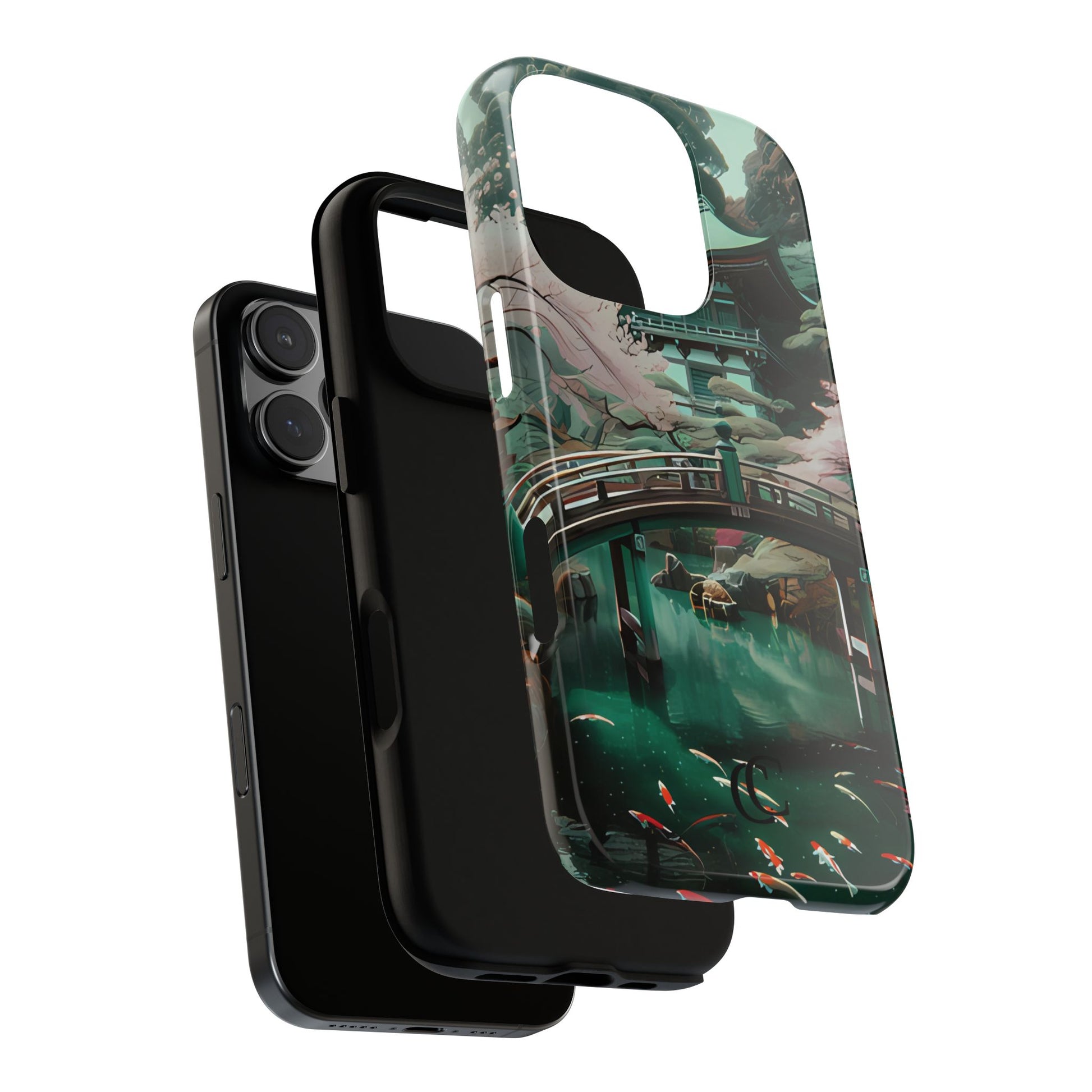 Nature-Inspired Phone Case, Aesthetic Phone Cover, Floral Case, Koi Pond Design, Gift for Nature Lovers