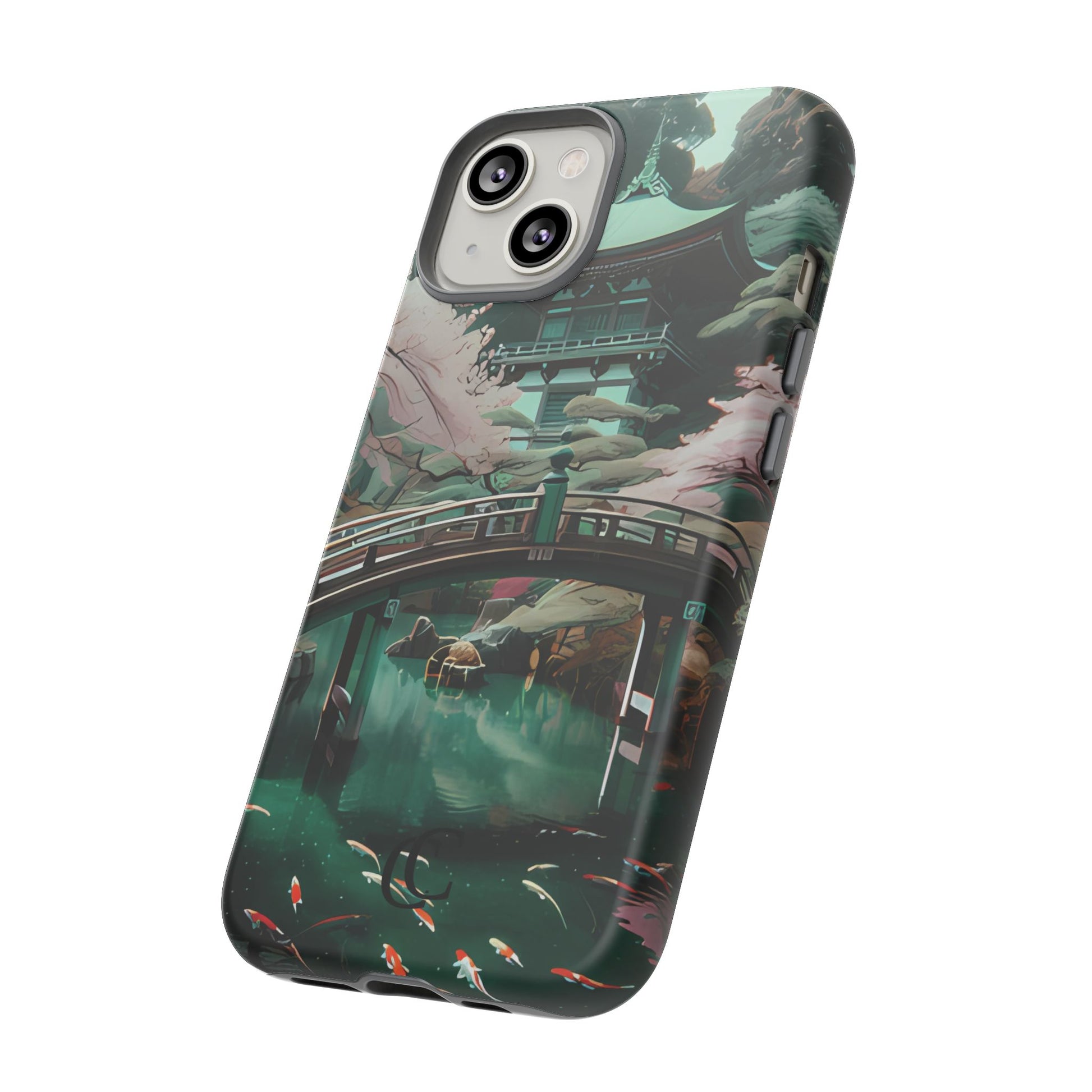 Nature-Inspired Phone Case, Aesthetic Phone Cover, Floral Case, Koi Pond Design, Gift for Nature Lovers