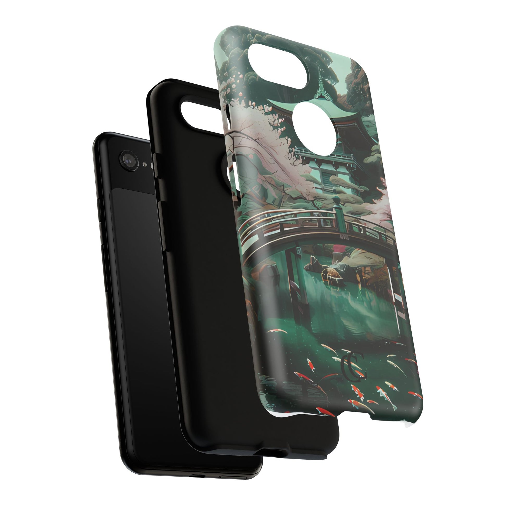 Nature-Inspired Phone Case, Aesthetic Phone Cover, Floral Case, Koi Pond Design, Gift for Nature Lovers