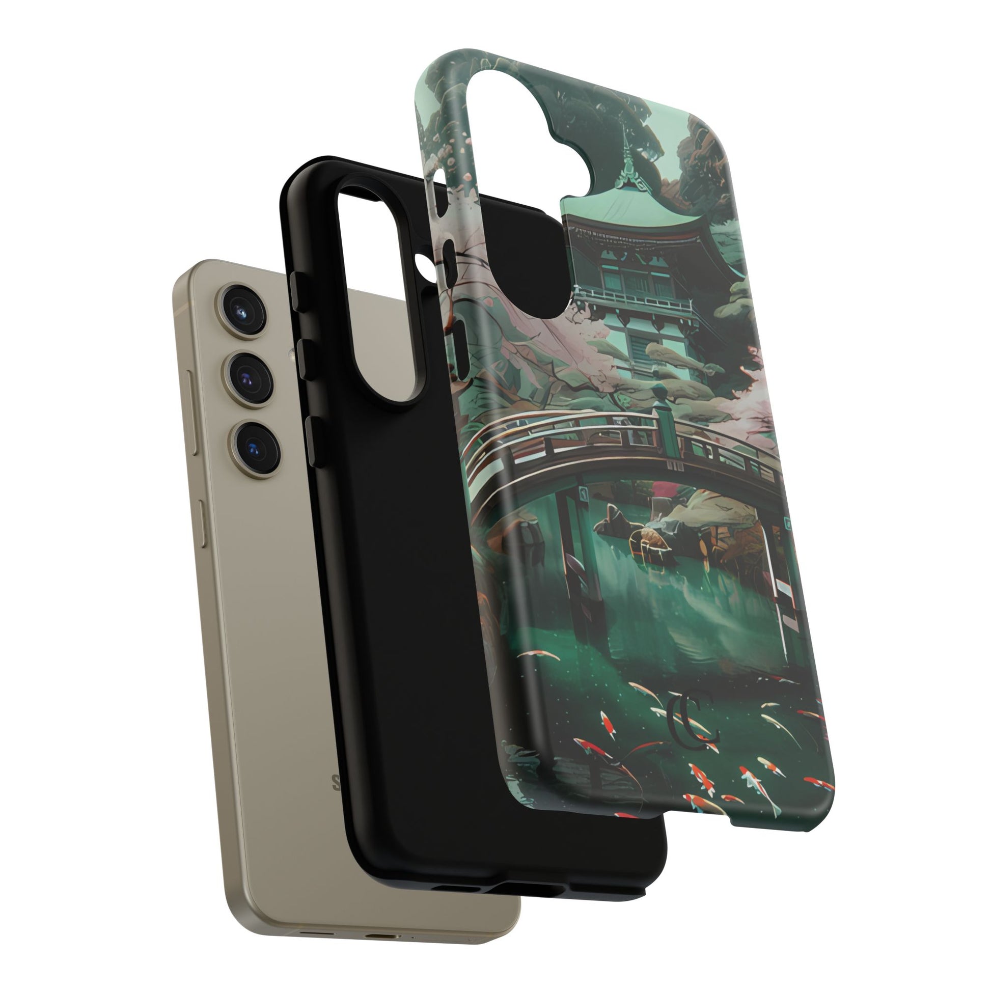 Nature-Inspired Phone Case, Aesthetic Phone Cover, Floral Case, Koi Pond Design, Gift for Nature Lovers