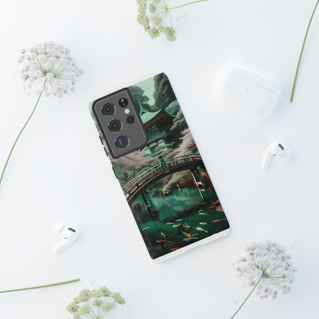 Nature-Inspired Phone Case, Aesthetic Phone Cover, Floral Case, Koi Pond Design, Gift for Nature Lovers