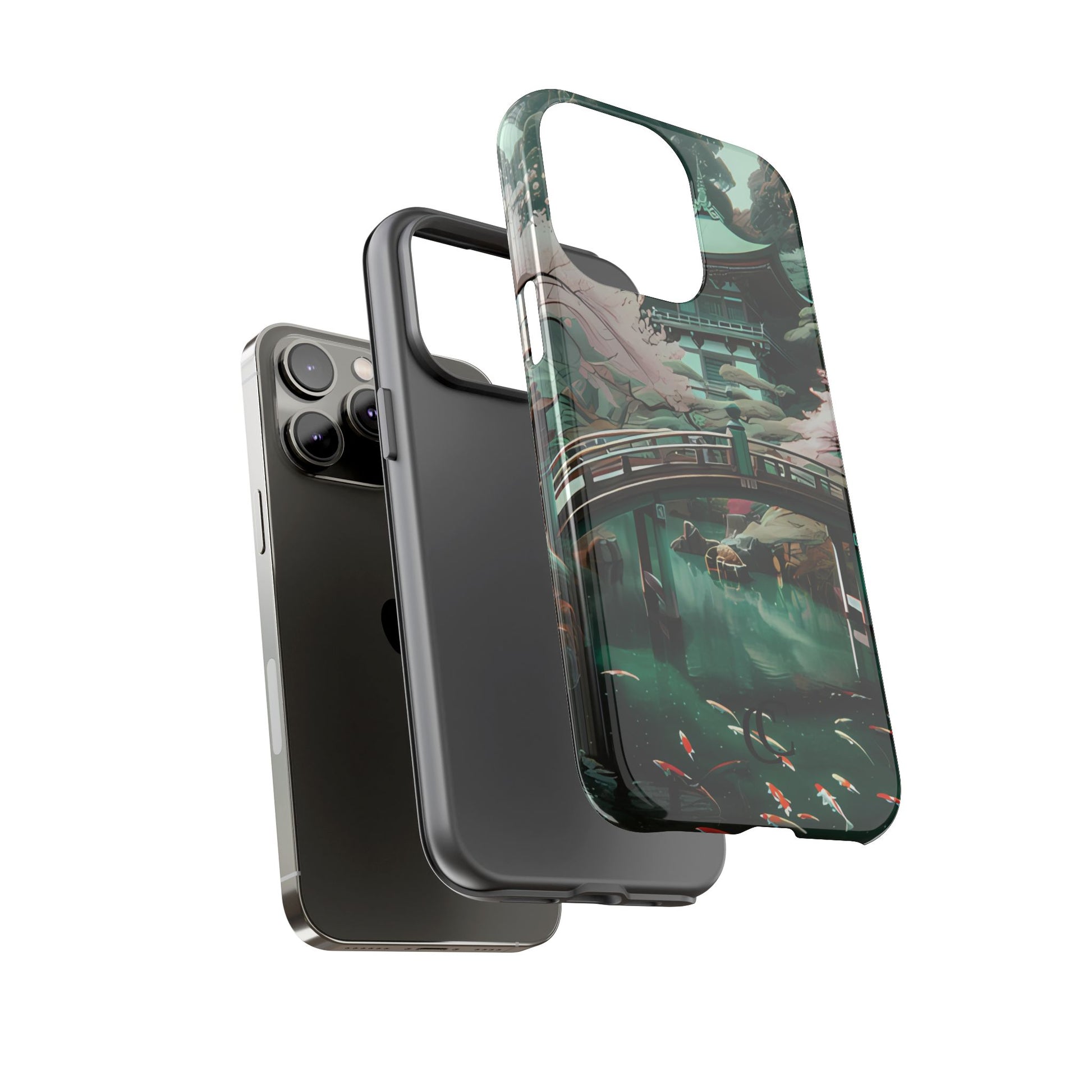 Nature-Inspired Phone Case, Aesthetic Phone Cover, Floral Case, Koi Pond Design, Gift for Nature Lovers