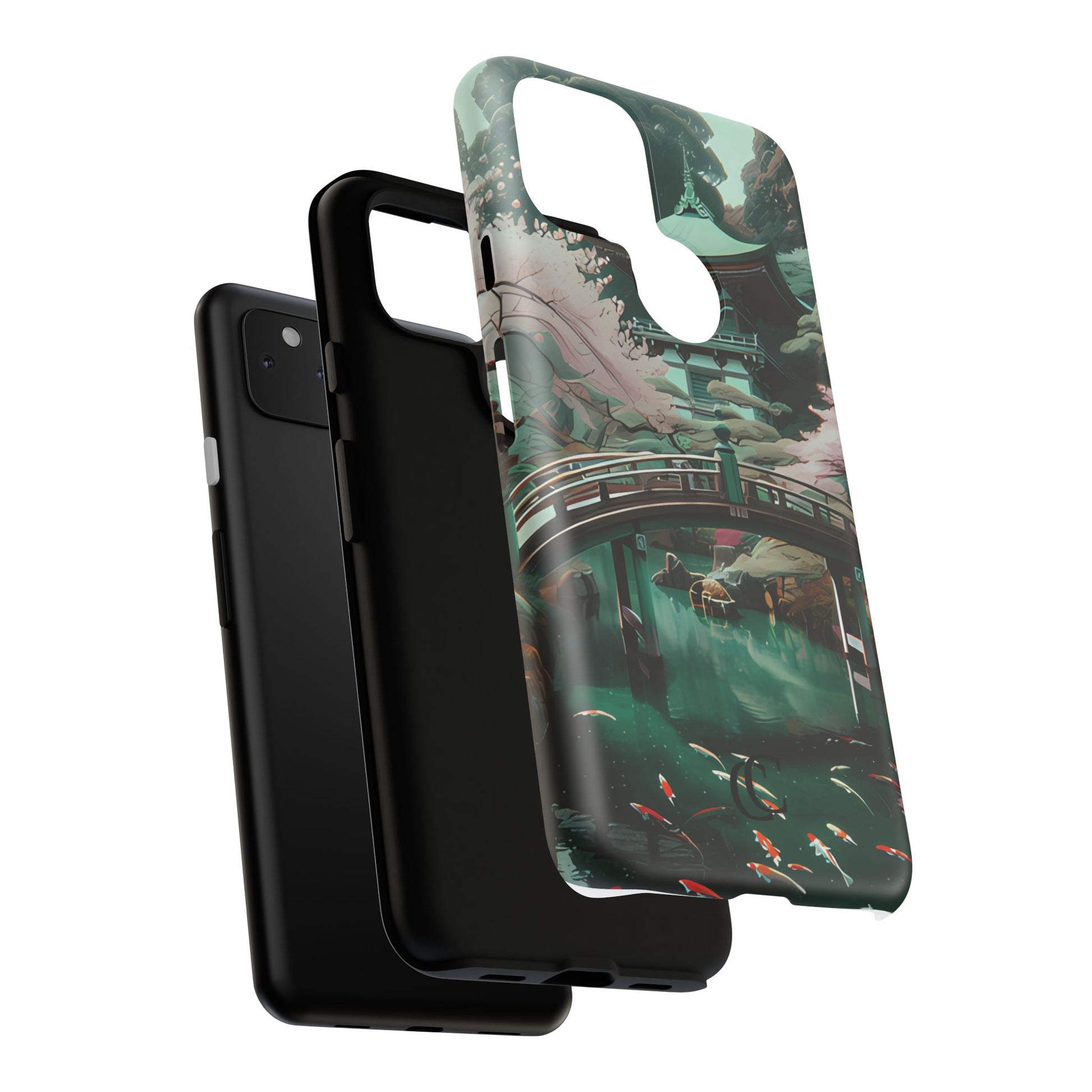 Nature-Inspired Phone Case, Aesthetic Phone Cover, Floral Case, Koi Pond Design, Gift for Nature Lovers