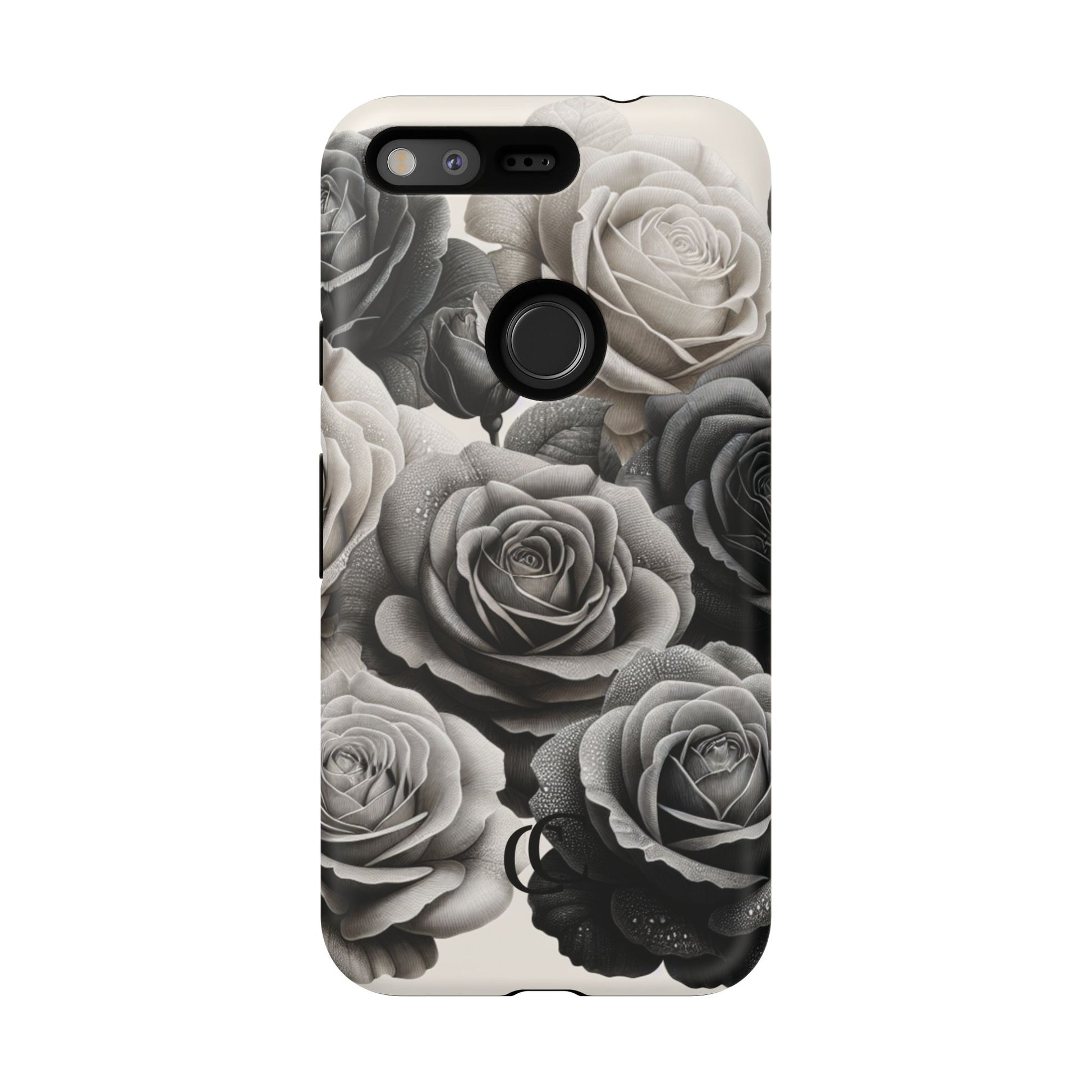 Elegant Floral Phone Case | Tough Cases with Black and White Roses | Stylish Gift for Her, Google Pixel Case, Vintage Design