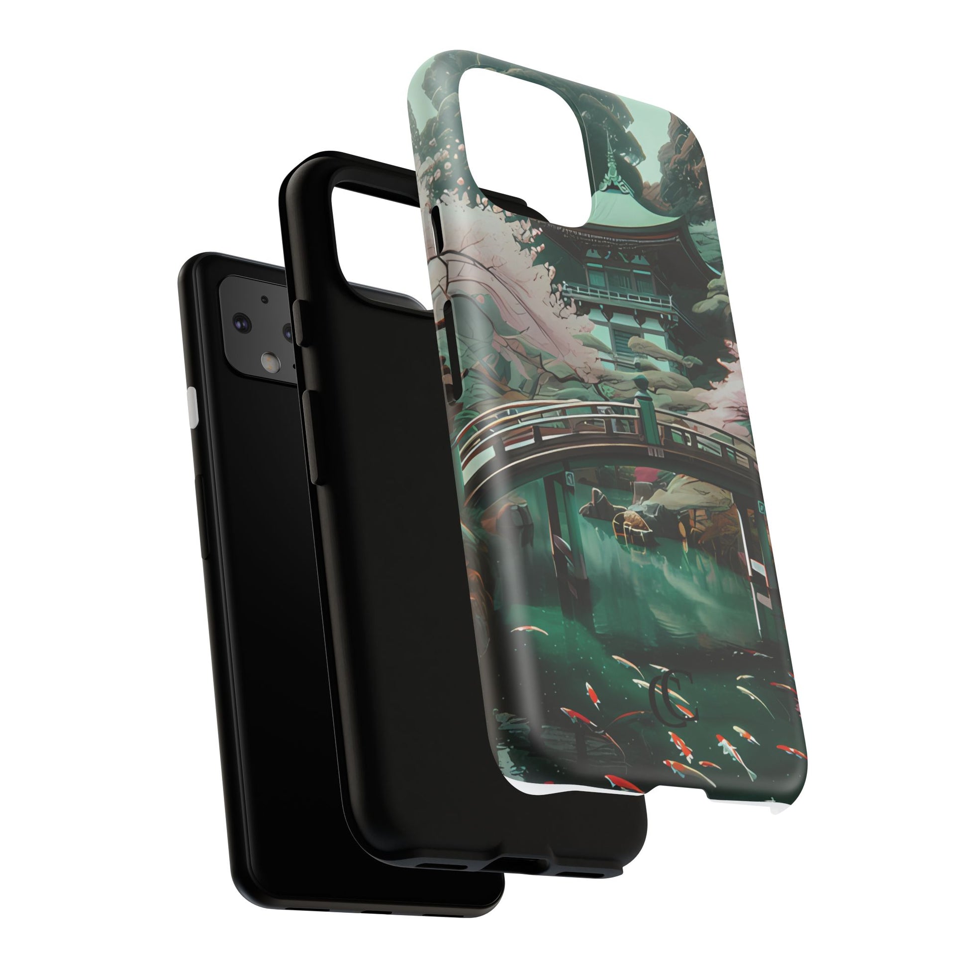 Nature-Inspired Phone Case, Aesthetic Phone Cover, Floral Case, Koi Pond Design, Gift for Nature Lovers