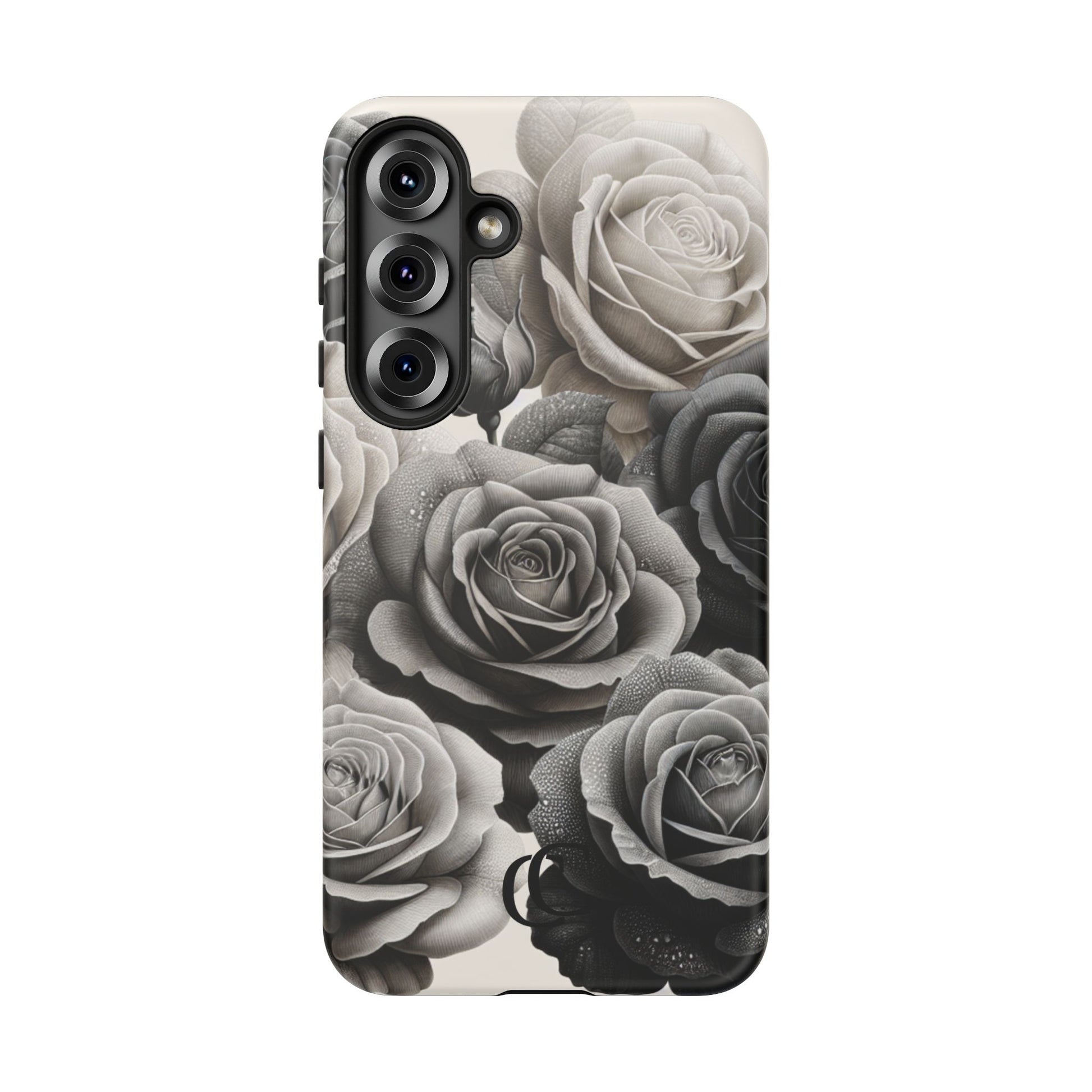 Elegant Floral Phone Case | Tough Cases with Black and White Roses | Stylish Gift for Her, Samsung Case, Vintage Design