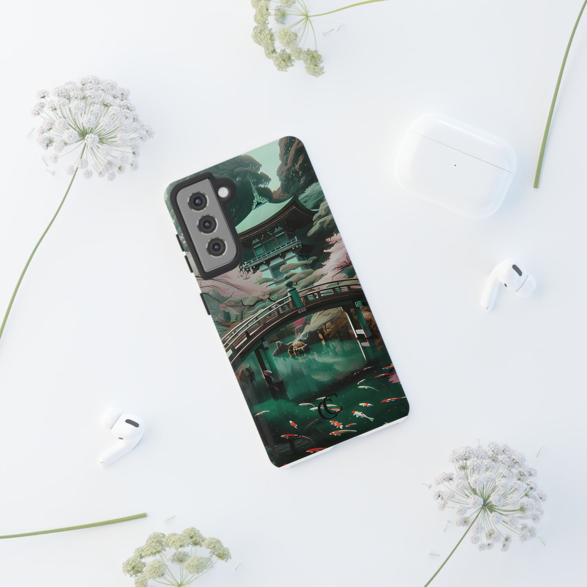 Nature-Inspired Phone Case, Aesthetic Phone Cover, Floral Case, Koi Pond Design, Gift for Nature Lovers