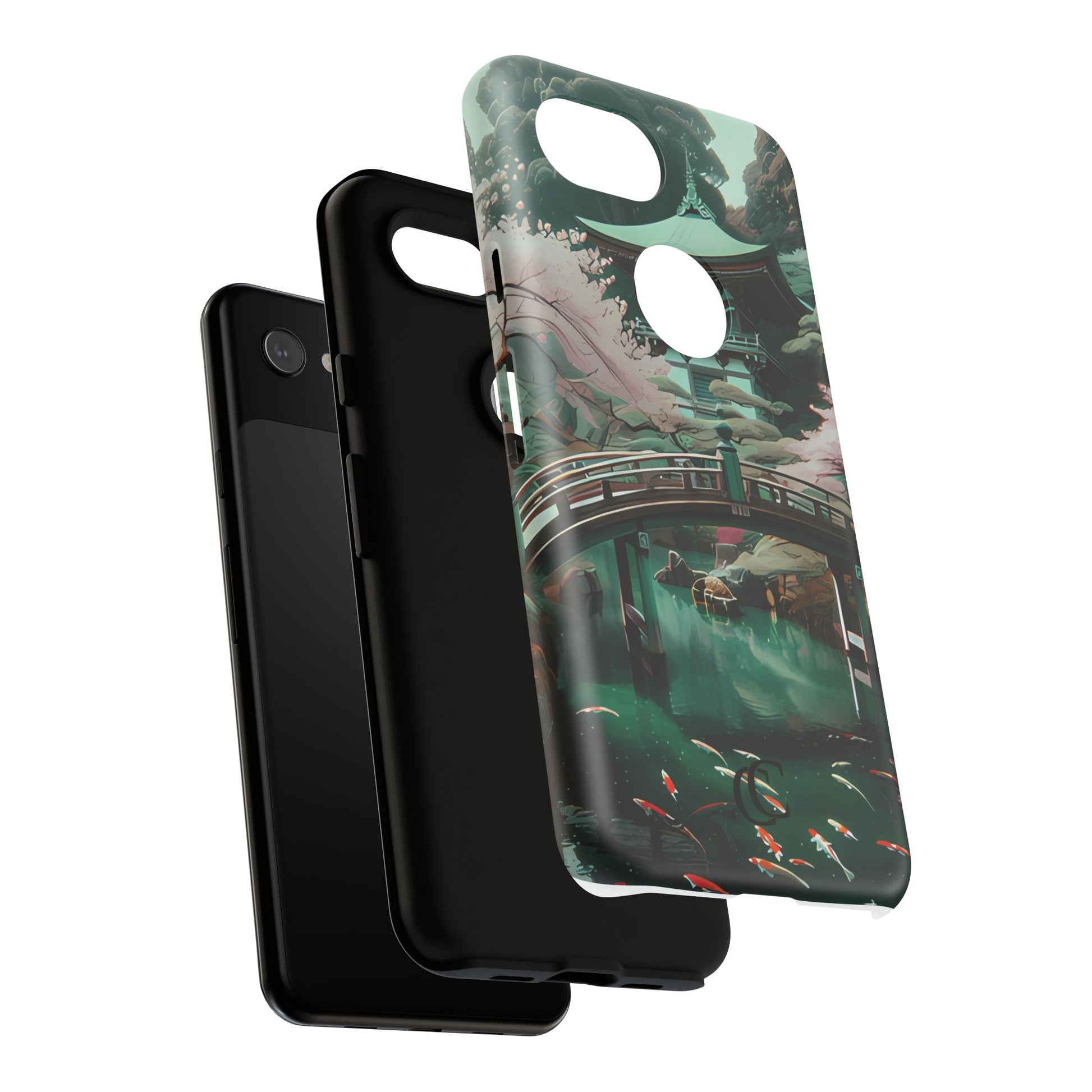 Nature-Inspired Phone Case, Aesthetic Phone Cover, Floral Case, Koi Pond Design, Gift for Nature Lovers