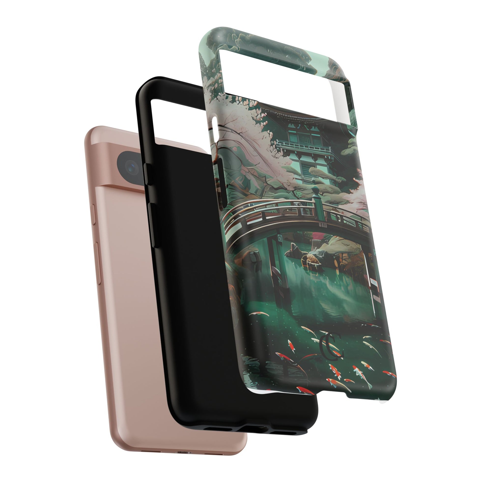 Nature-Inspired Phone Case, Aesthetic Phone Cover, Floral Case, Koi Pond Design, Gift for Nature Lovers