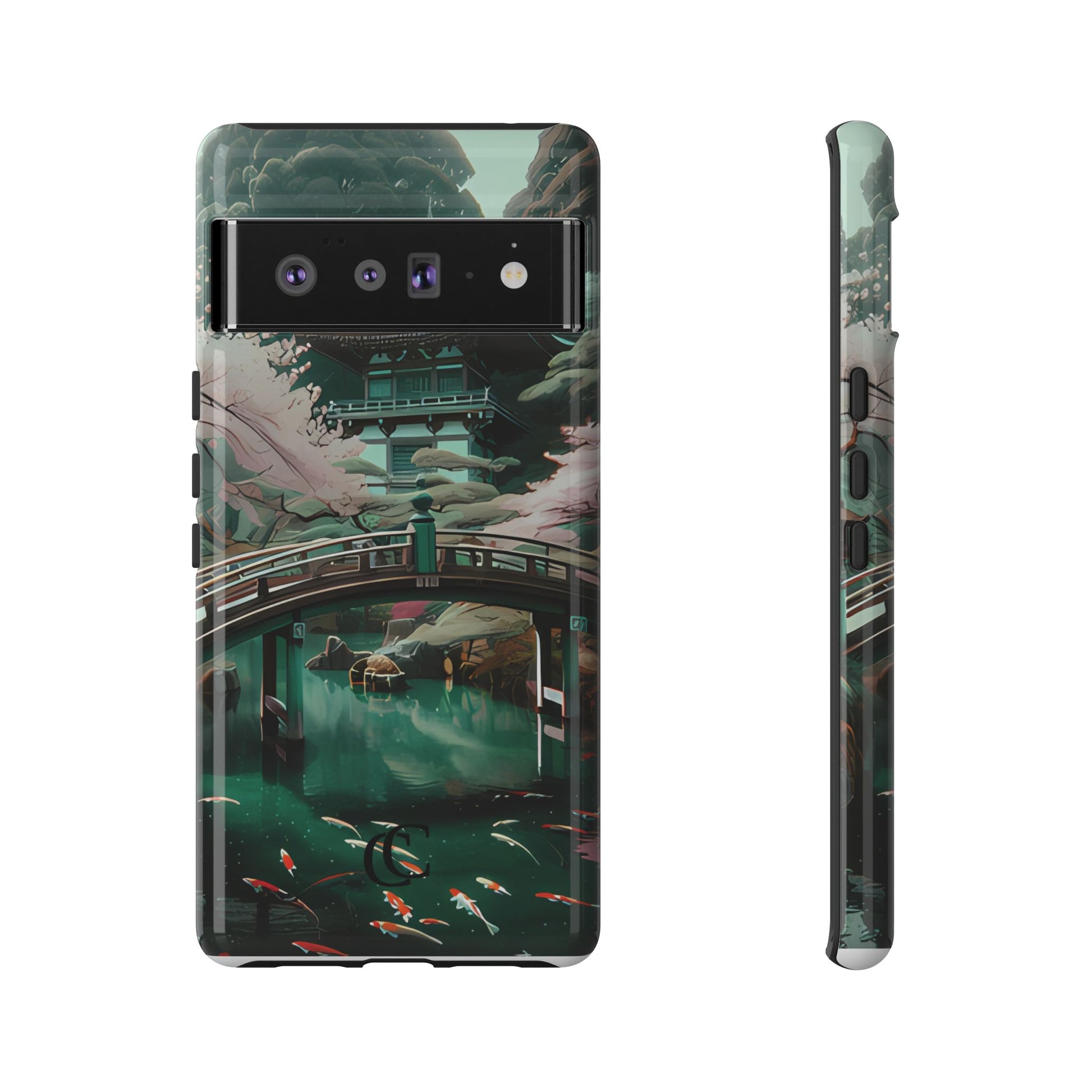 Nature-Inspired Phone Case, Aesthetic Phone Cover, Floral Case, Koi Pond Design, Gift for Nature Lovers
