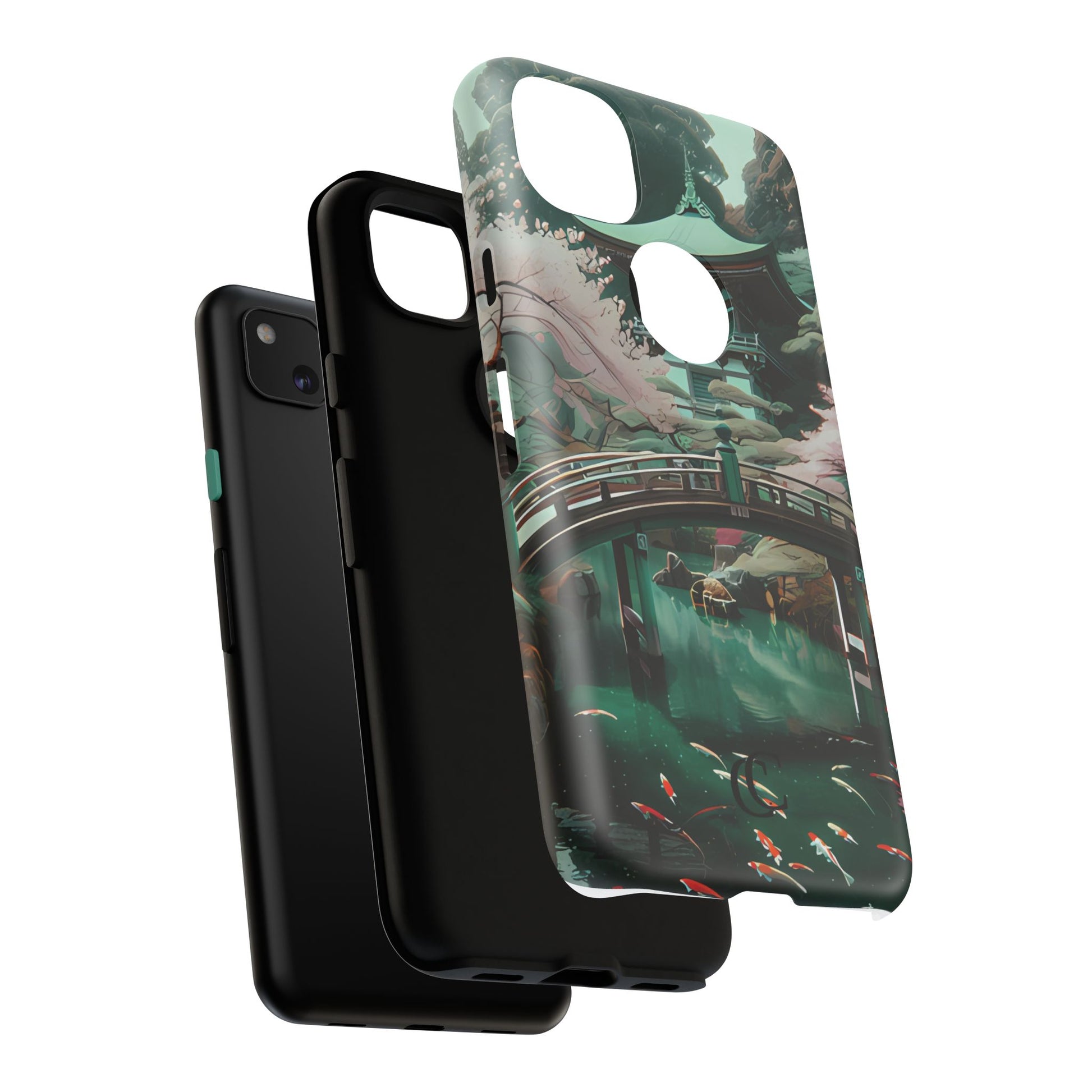 Nature-Inspired Phone Case, Aesthetic Phone Cover, Floral Case, Koi Pond Design, Gift for Nature Lovers