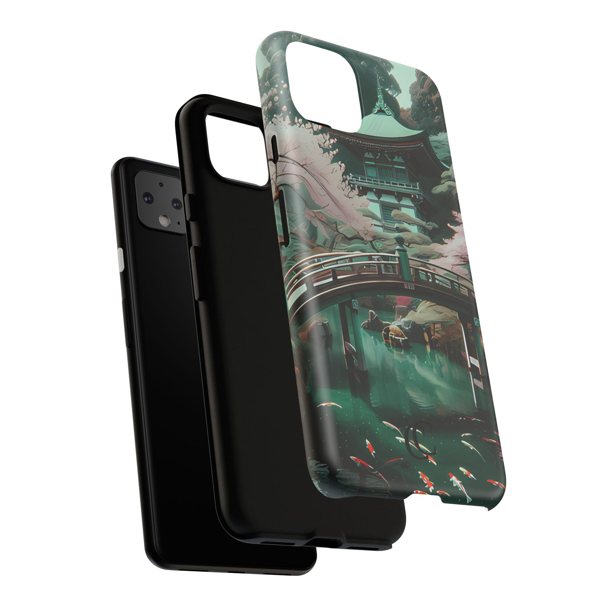 Nature-Inspired Phone Case, Aesthetic Phone Cover, Floral Case, Koi Pond Design, Gift for Nature Lovers