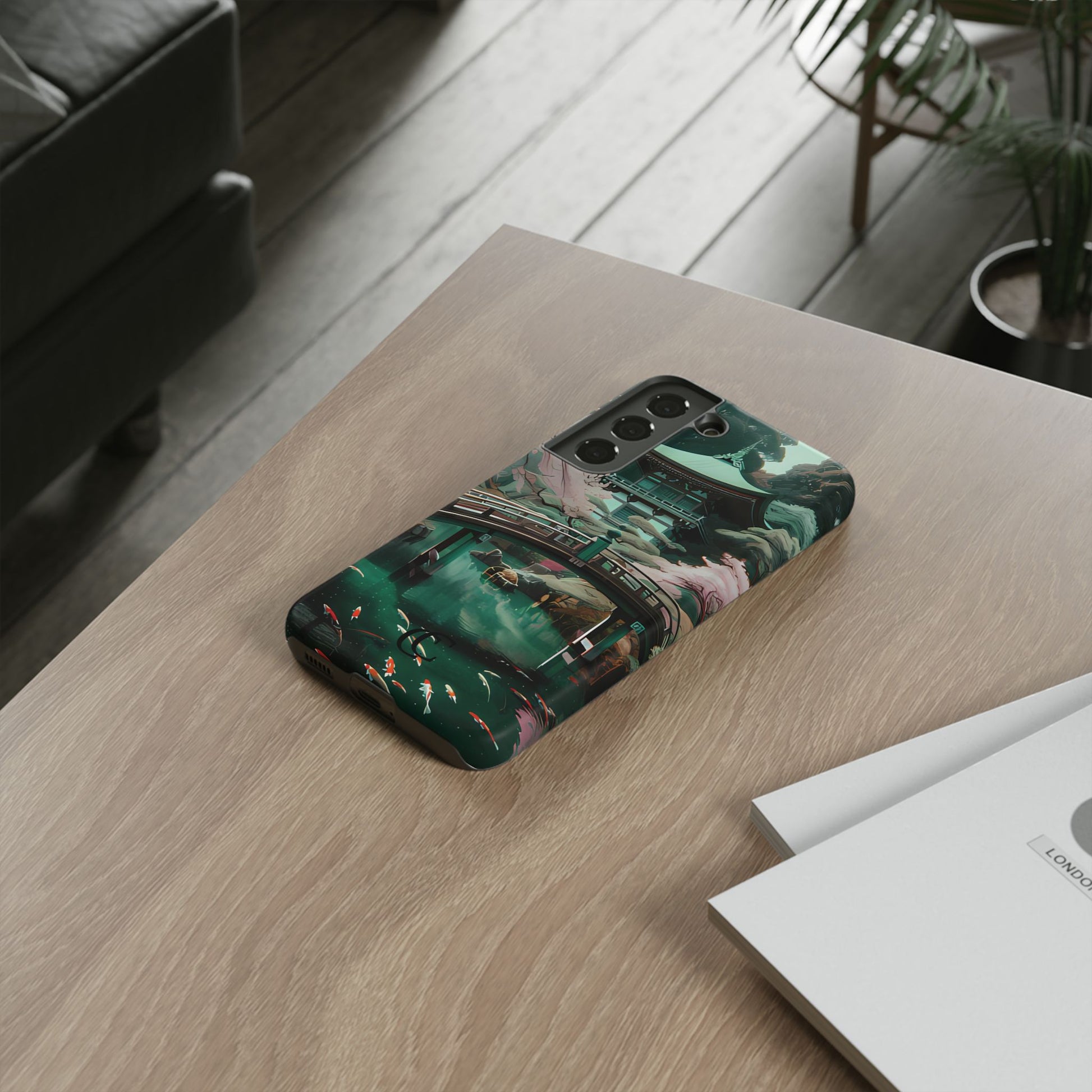 Nature-Inspired Phone Case, Aesthetic Phone Cover, Floral Case, Koi Pond Design, Gift for Nature Lovers